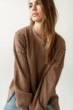 Trace Waffle Knit Top in Mocha