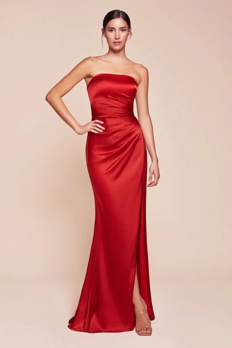NICOLETTE GOWN STRAPLESS LUXE SATIN DRESS SCARF
