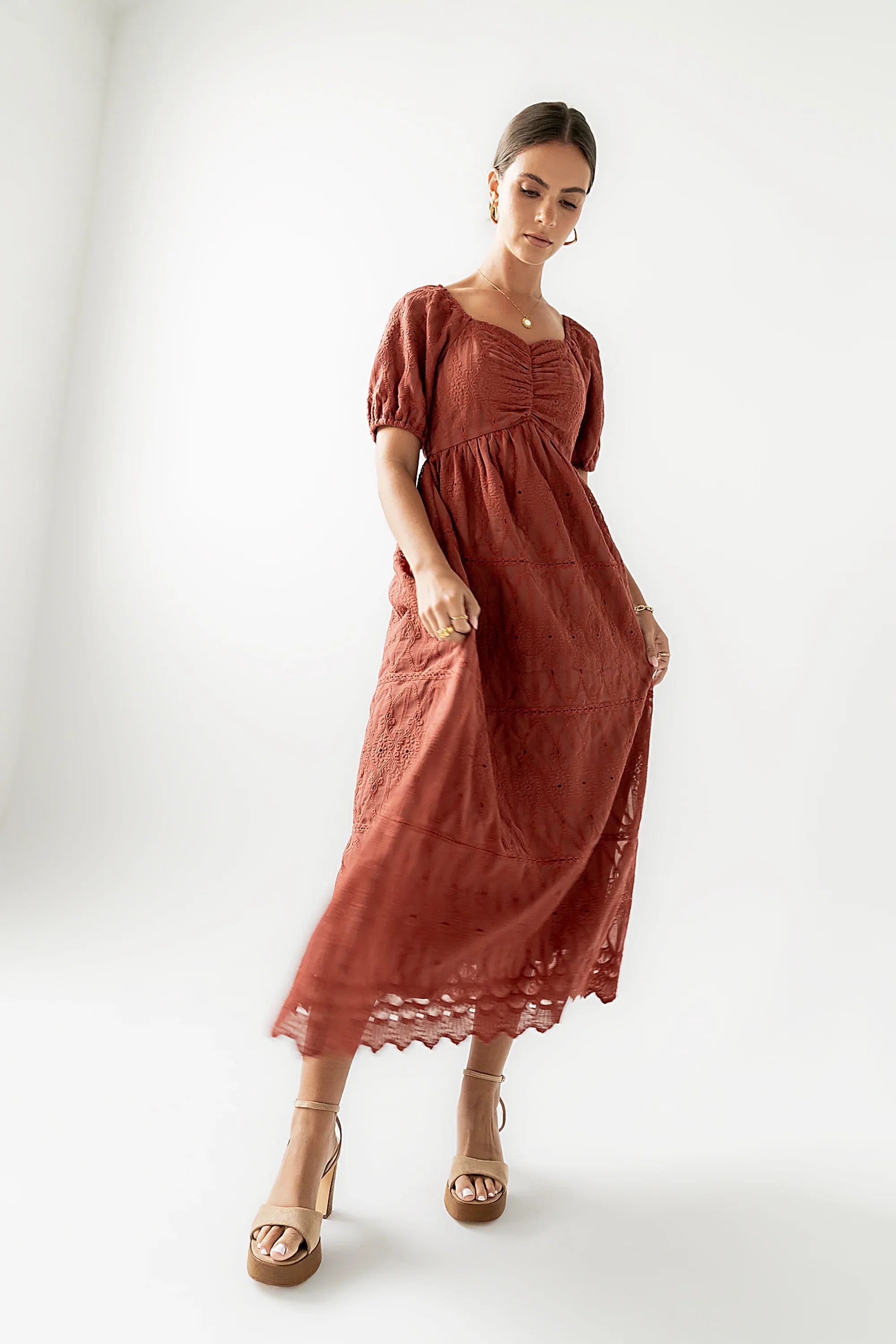 Luca Embroidered Maxi Dress in Dark Berry FINAL SALE