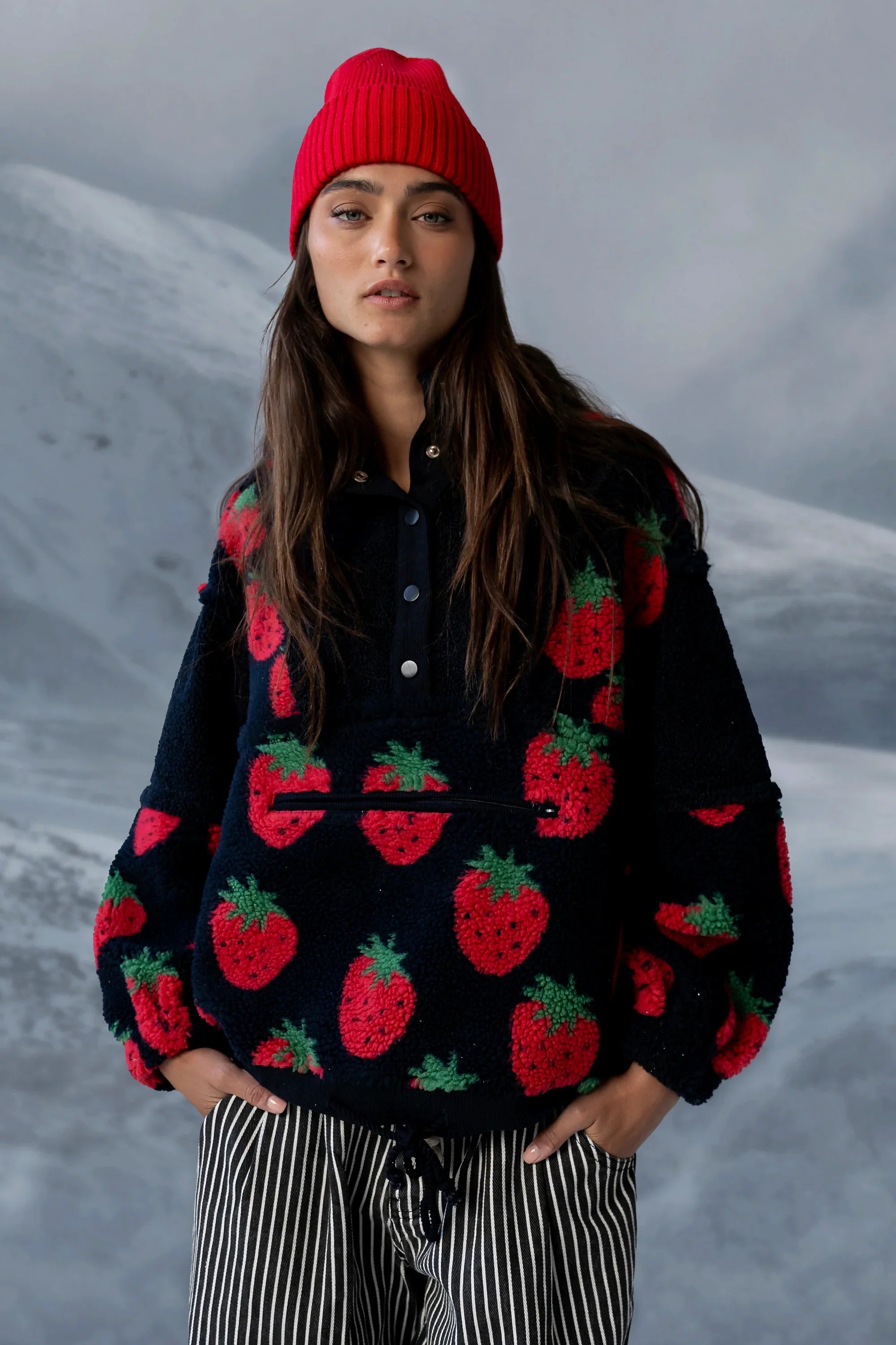 Maria Oversized Sherpa Jacket in Navy FINAL SALE