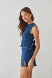 Maggie High Waist Denim Skort