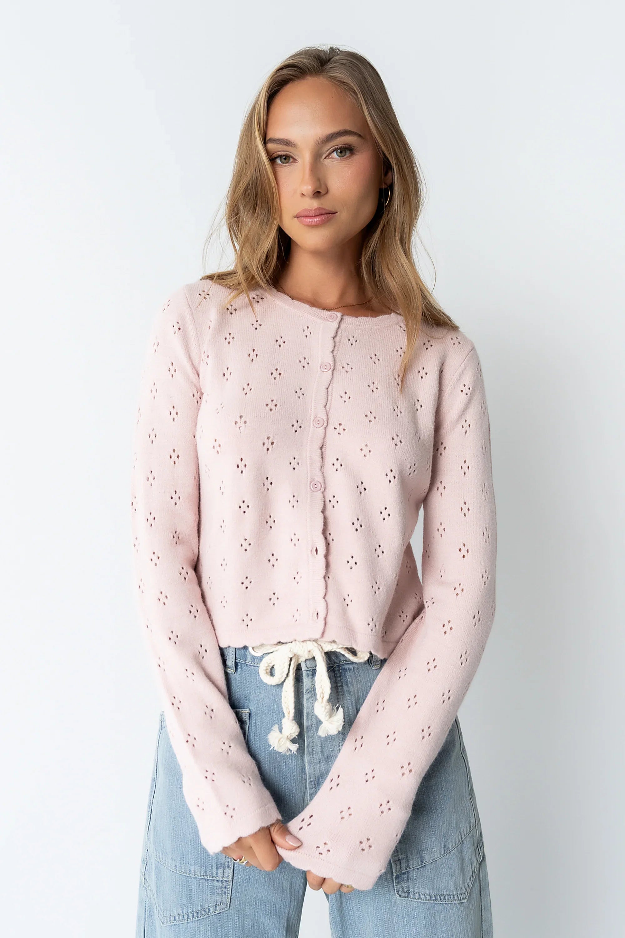 Kandy Scalloped Sweater in Pink