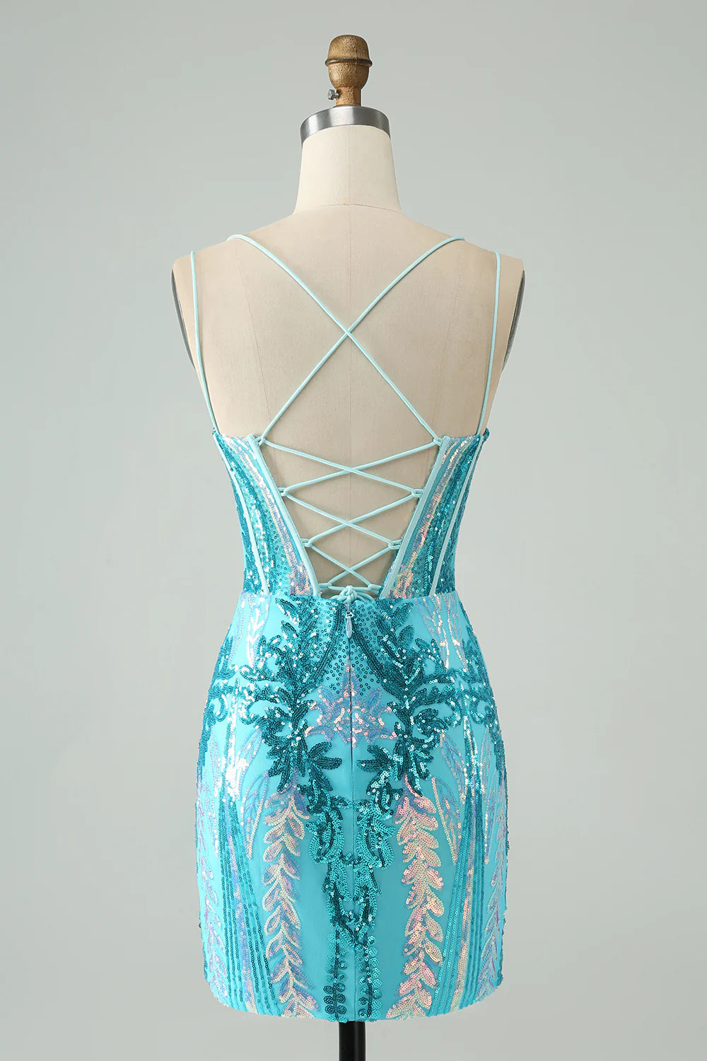 Gorgeous Green Bodycon Spaghetti Straps Corset Homecoming Dress with Sequins