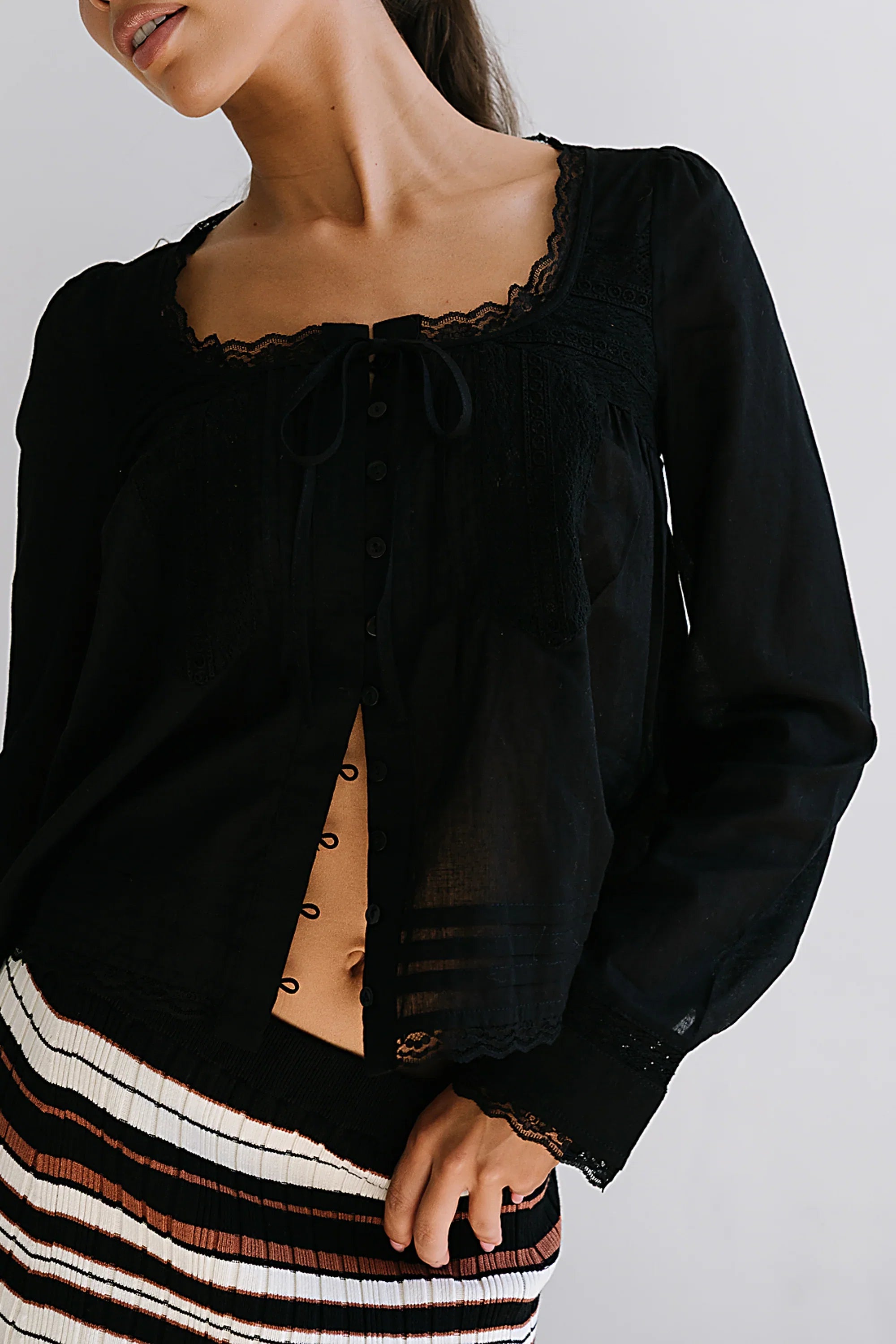 Taylor Sheer Blouse in Black FINAL SALE