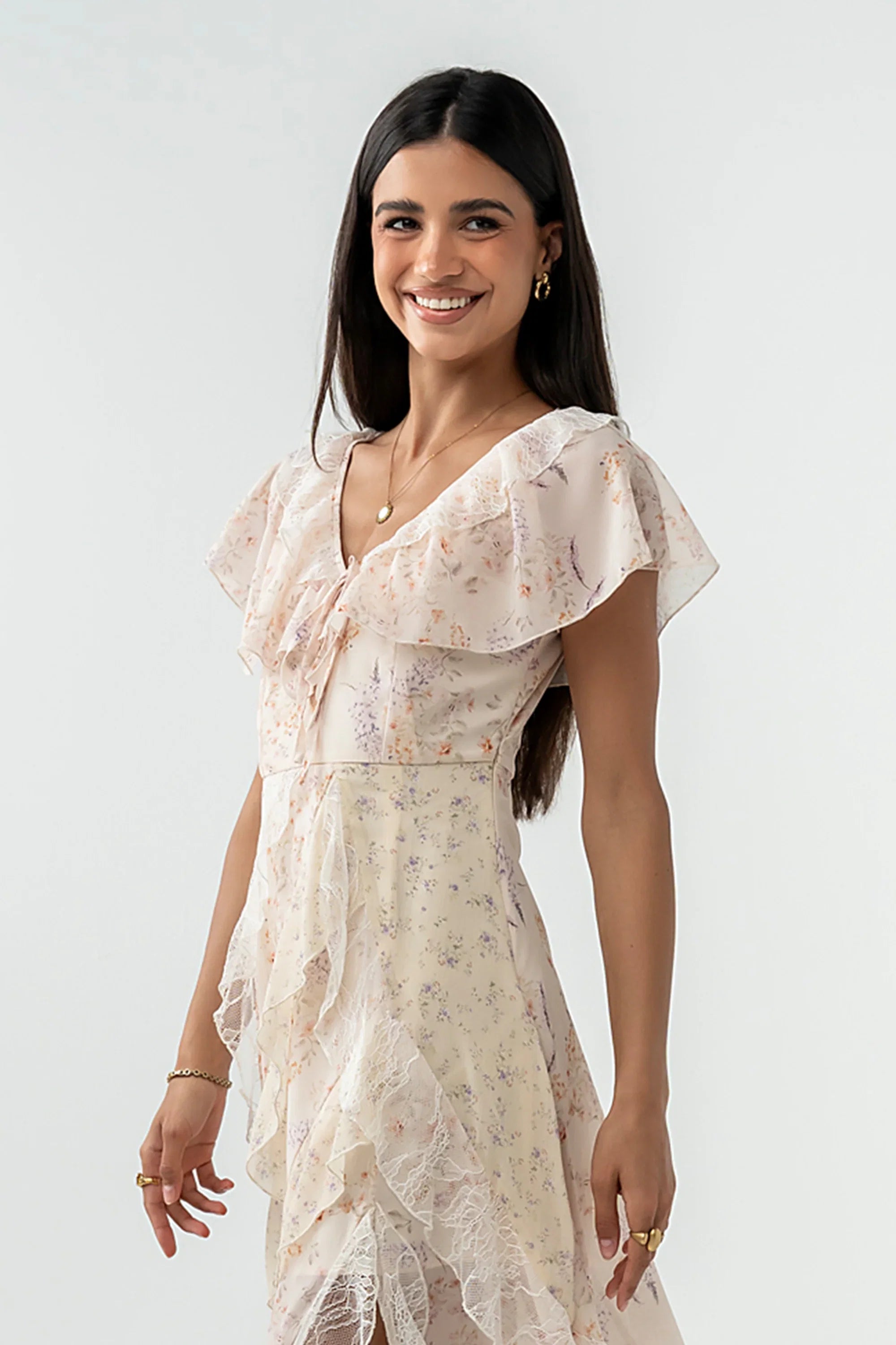 Kora Ruffle Maxi Dress in Yellow
