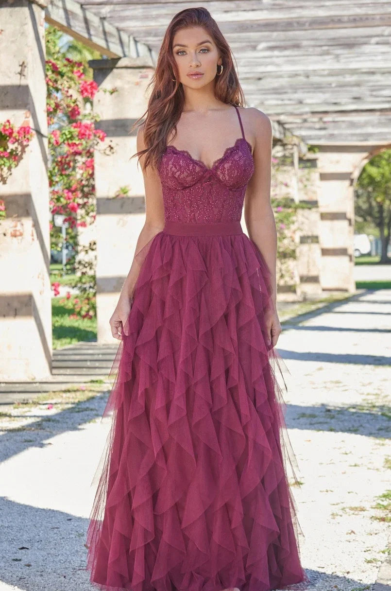 Dahlia Gown Mulberry Tulle Lace Dress