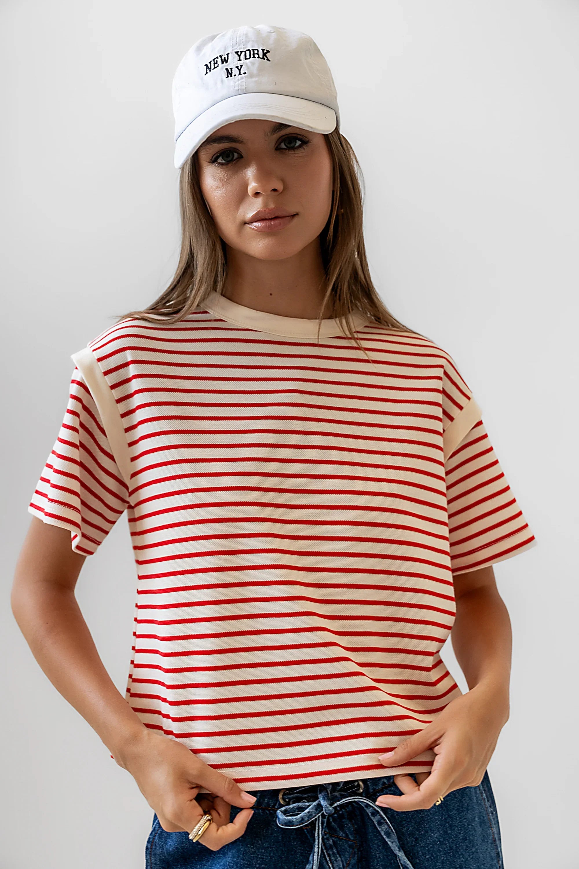 Ryker Striped T Shirt in Red FINAL SALE