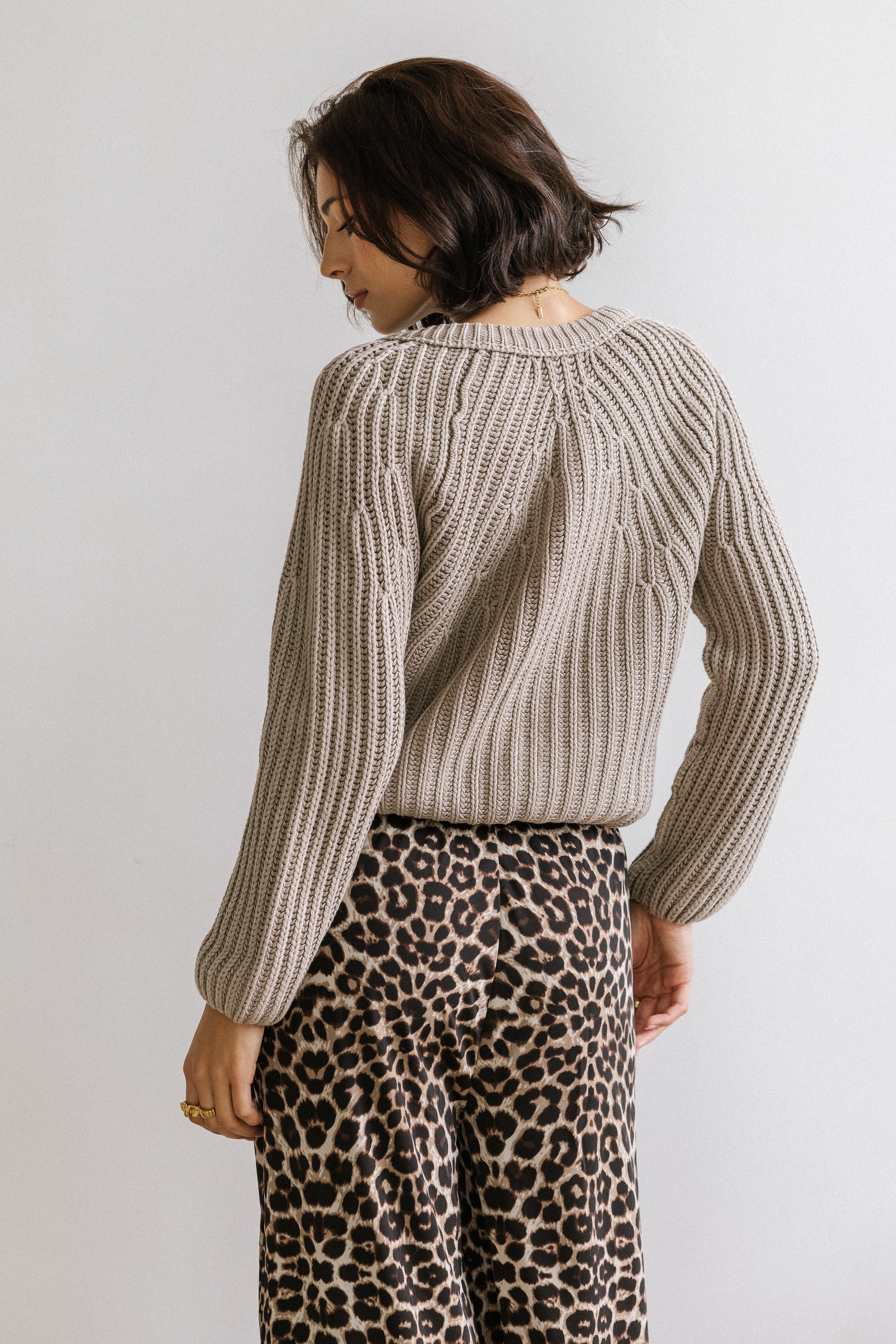 Katie Knit Cardigan in Tan FINAL SALE