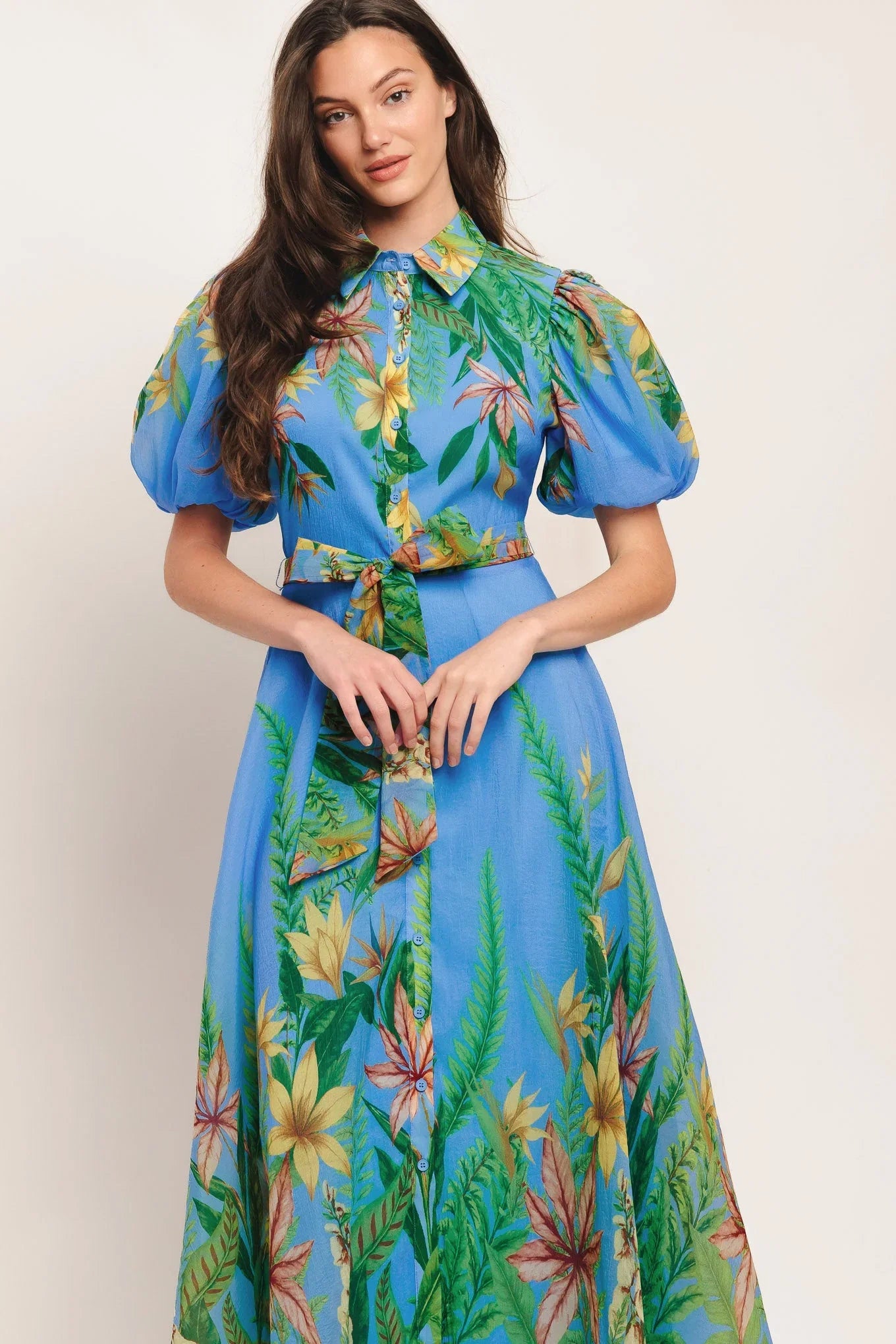 PALM SERENADE BLUE MIDI DRESS