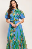 PALM SERENADE BLUE MIDI DRESS