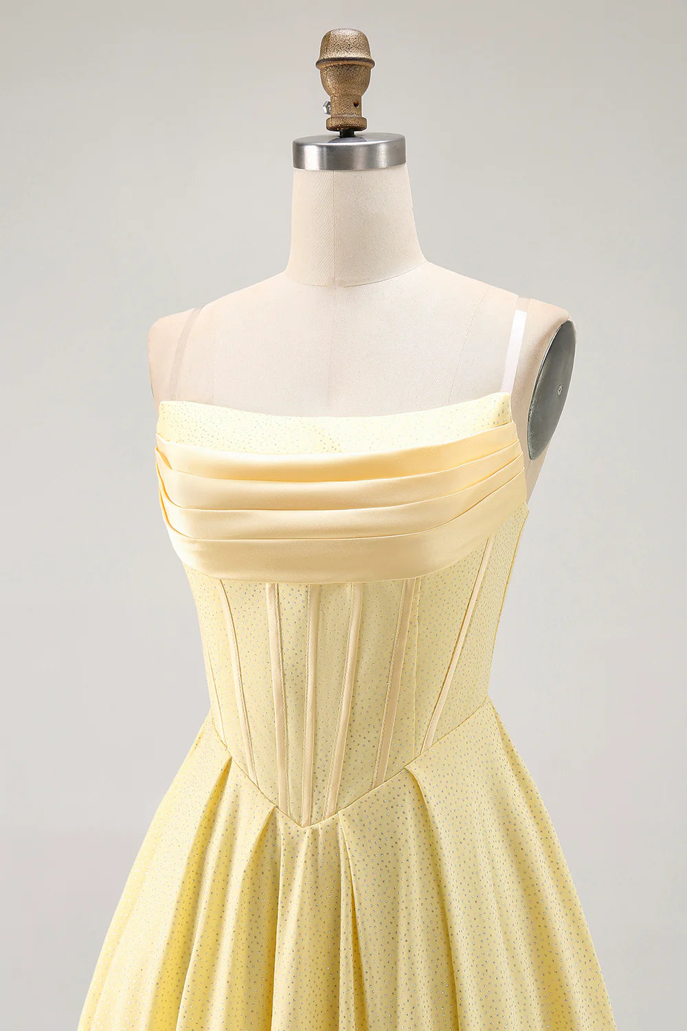 A Line Sunshine Yellow Strapless Corset Mini Homecoming Dress with Ruffles