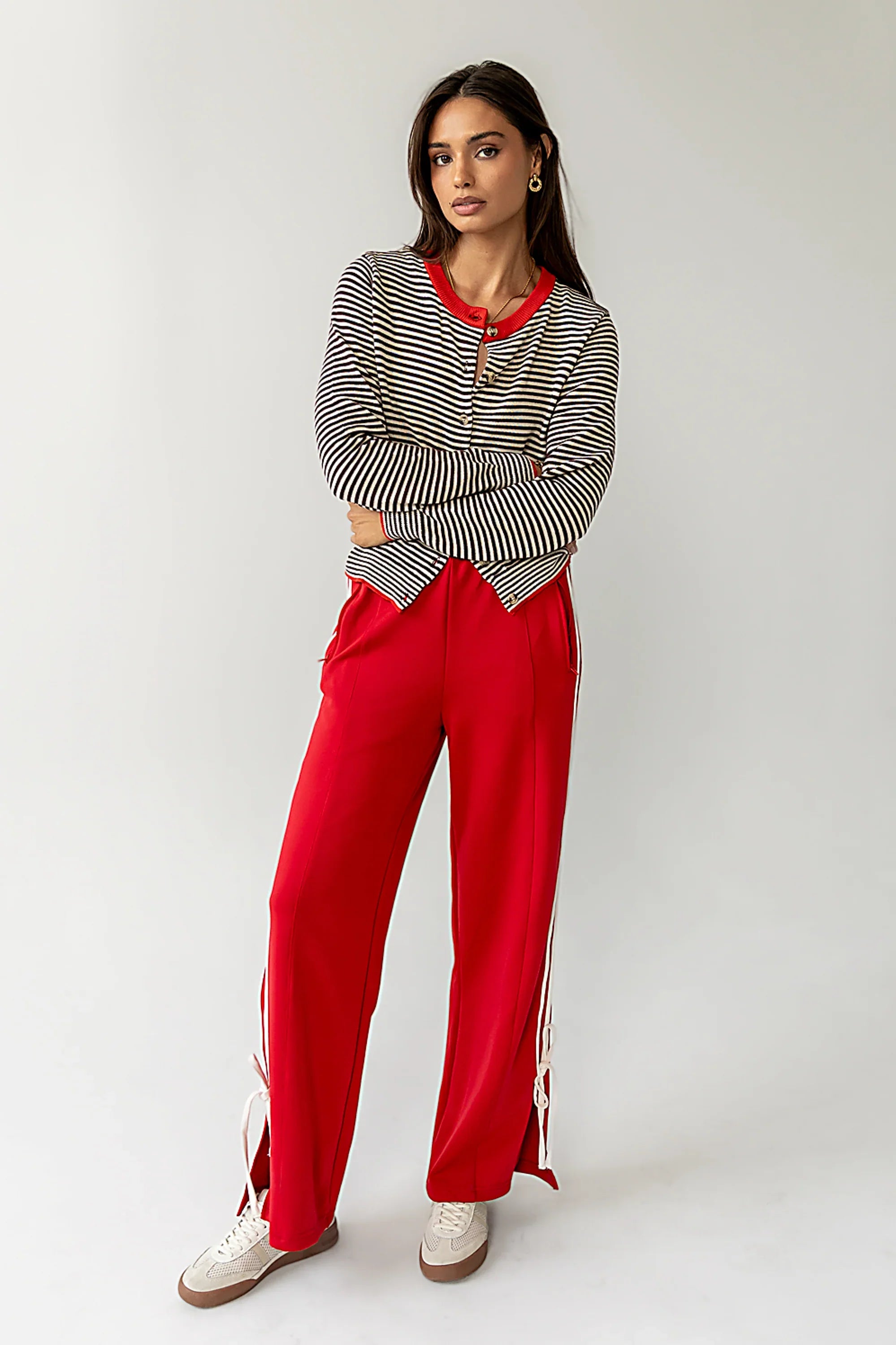 Josy Button Front Cardigan in Red FINAL SALE