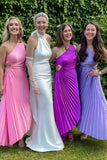 One Shoulder Cutout High Low Bridesmaid Dress
