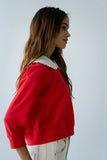 Eddie Collared Sweatshirt in Red