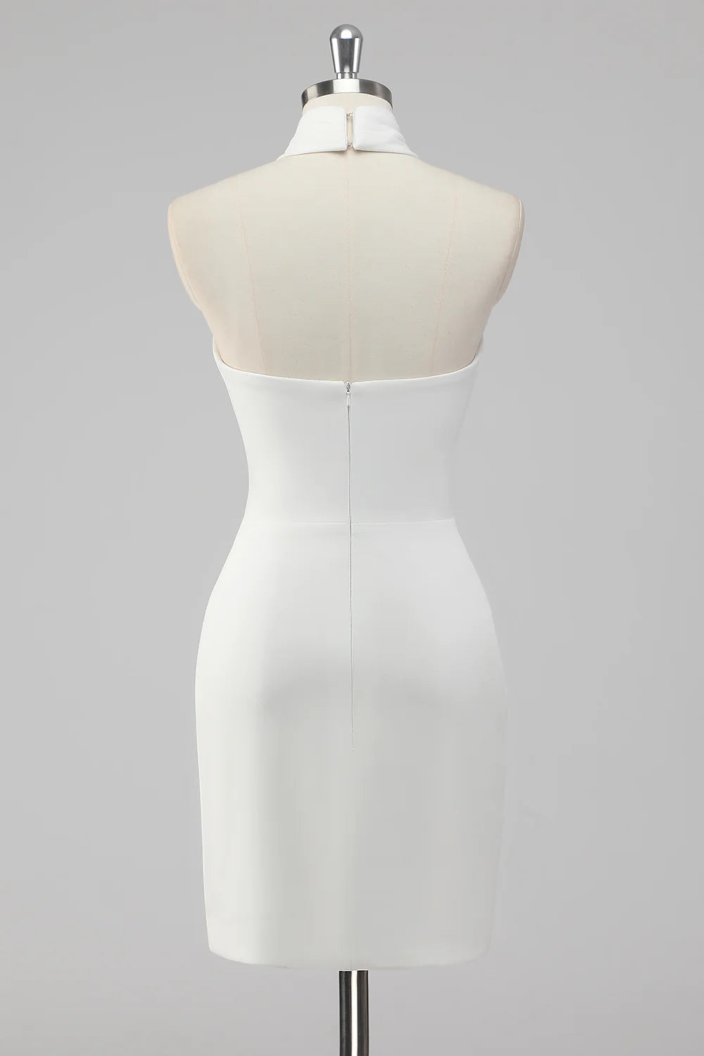 White Halter Backless Short Tight Graduation Dress