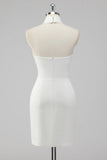 White Halter Backless Short Tight Graduation Dress