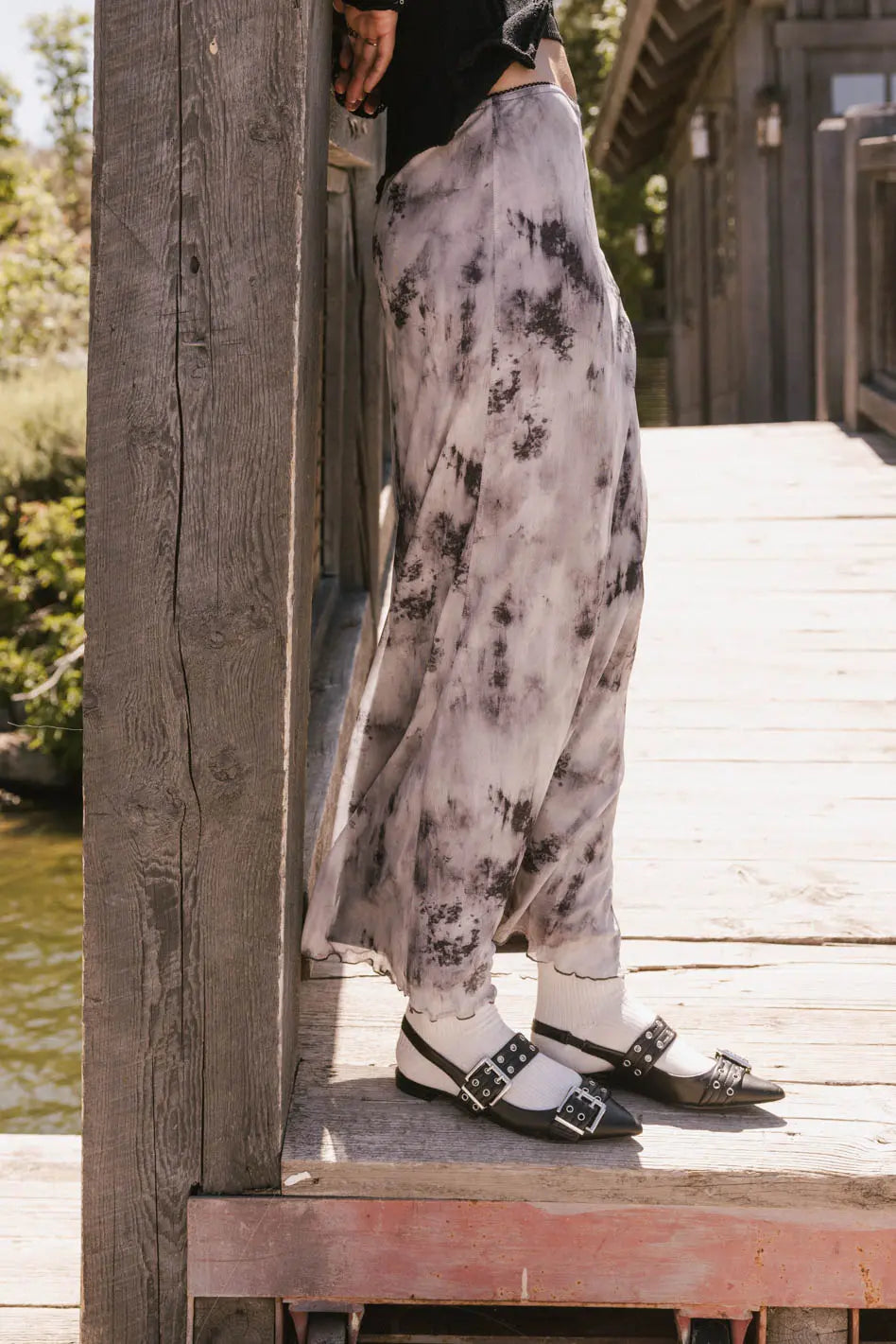Chandler Abstract Maxi Skirt in Grey FINAL SALE