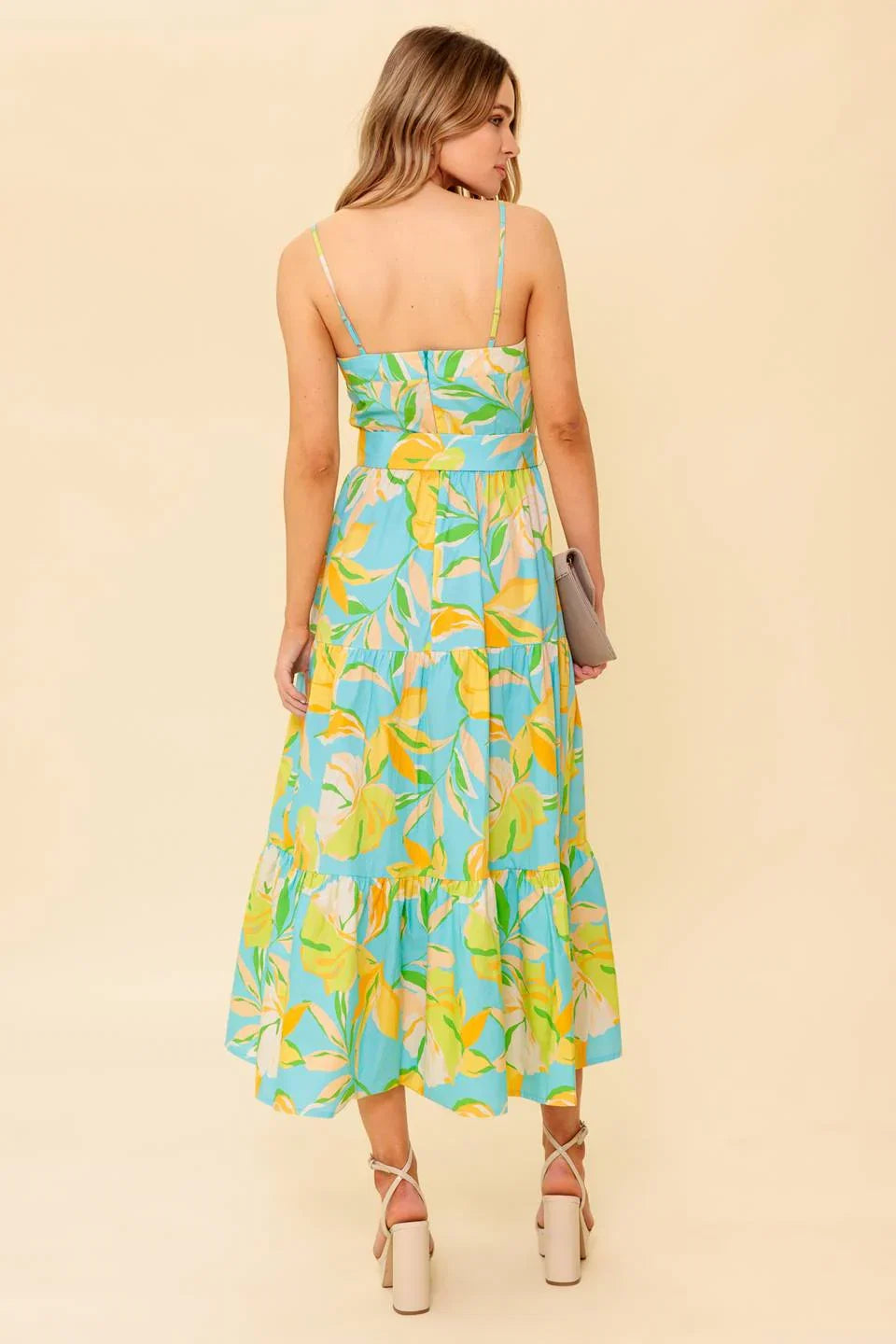 A PERFECT DAY MIDI DRESS BLUE YELLOW