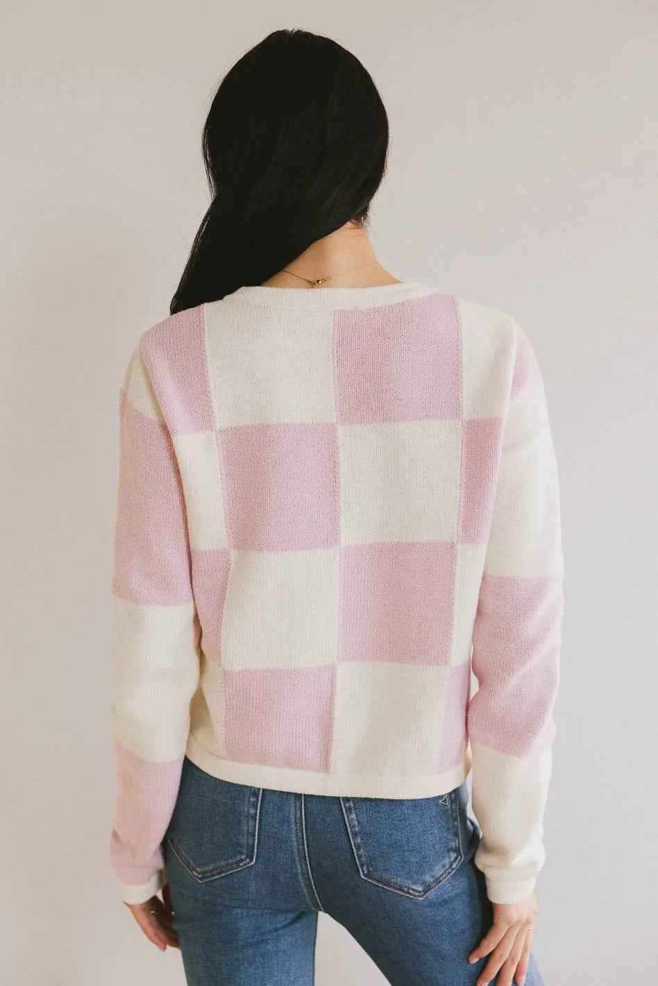 Sia Checkered Cardigan in Pink FINAL SALE