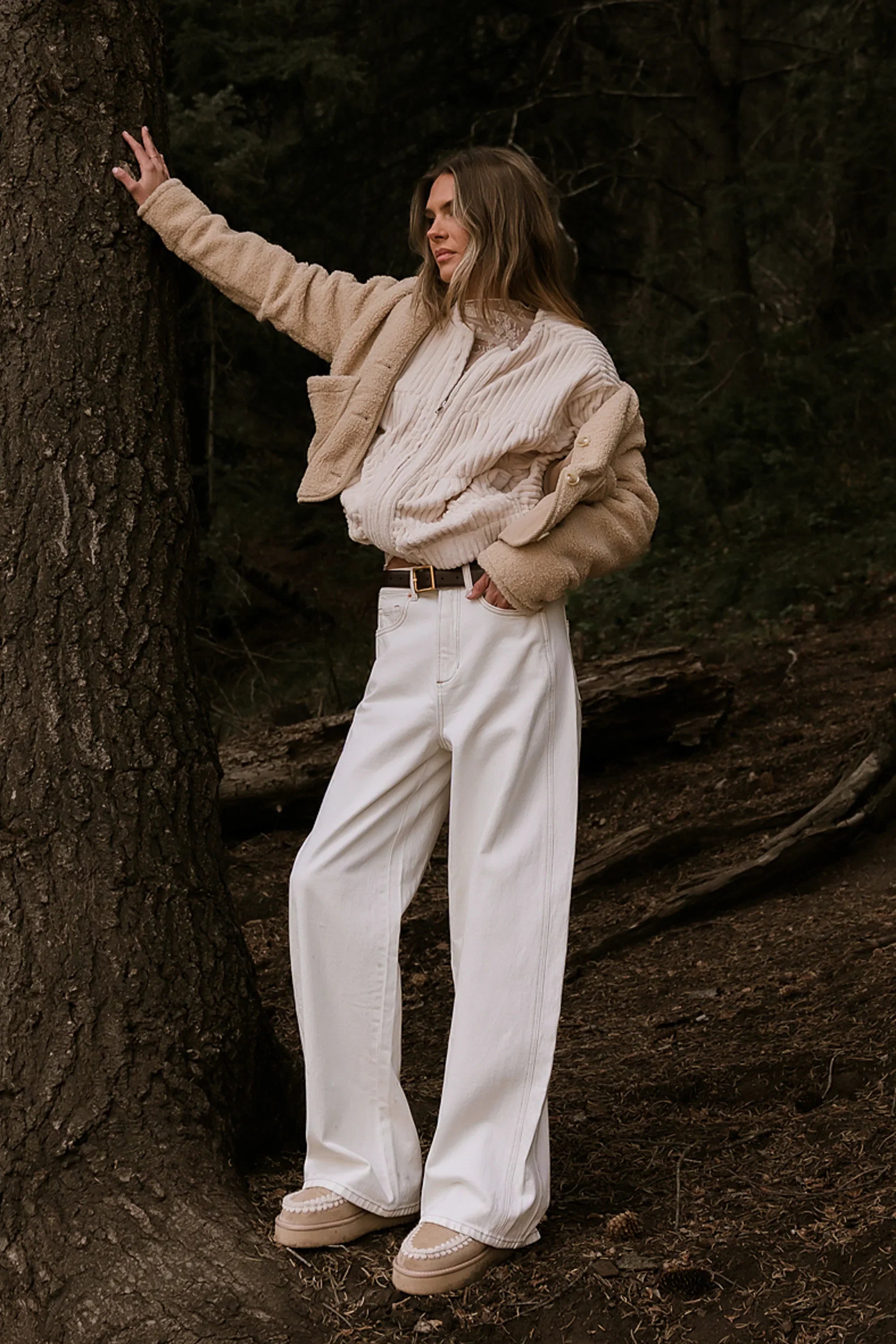 Eden Baggy Jeans in Ecru FINAL SALE