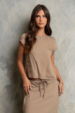 Polliana Textured Stripe Top in Mocha