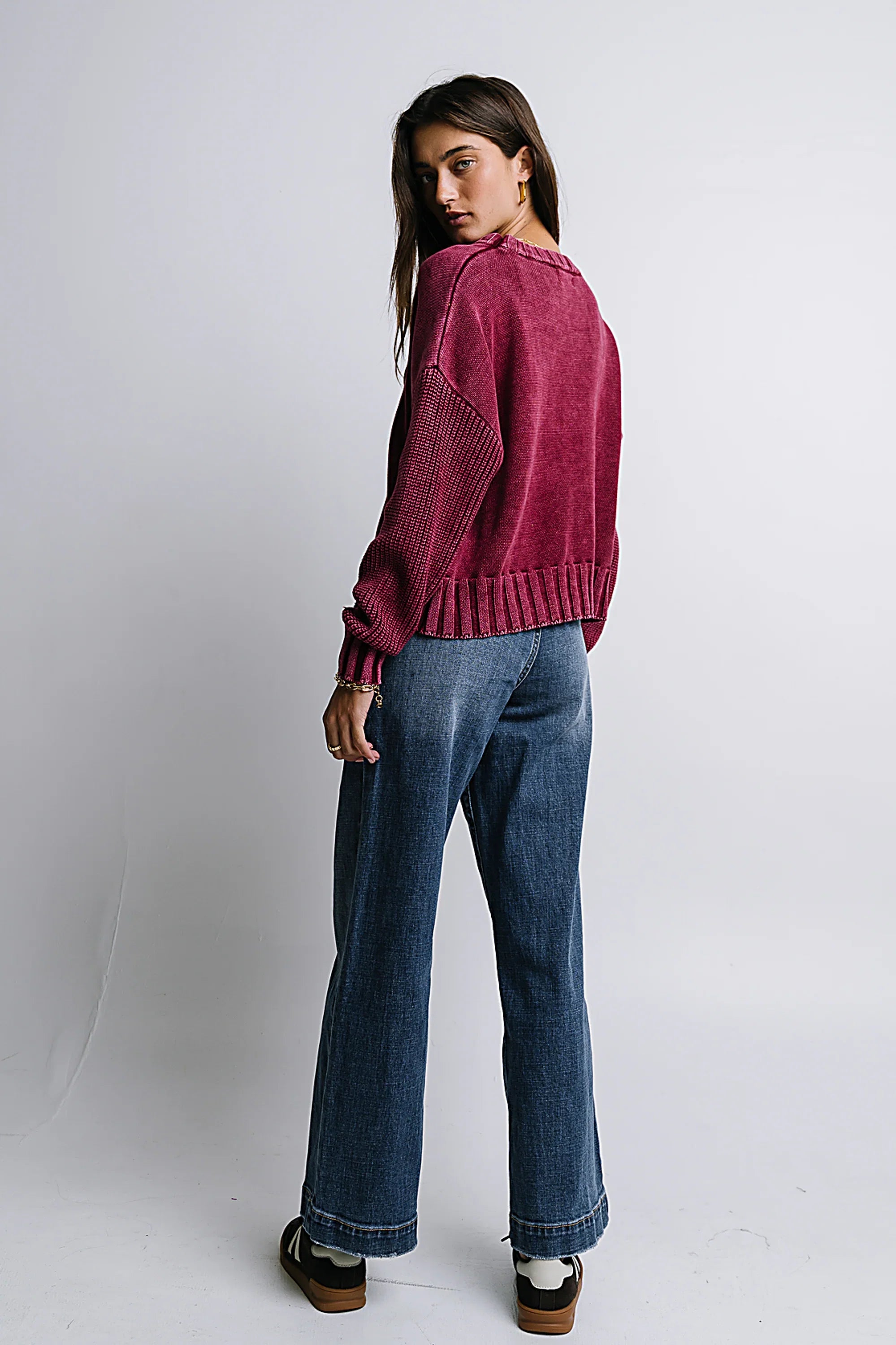 Payton Knit Sweater in Burgundy FINAL SALE