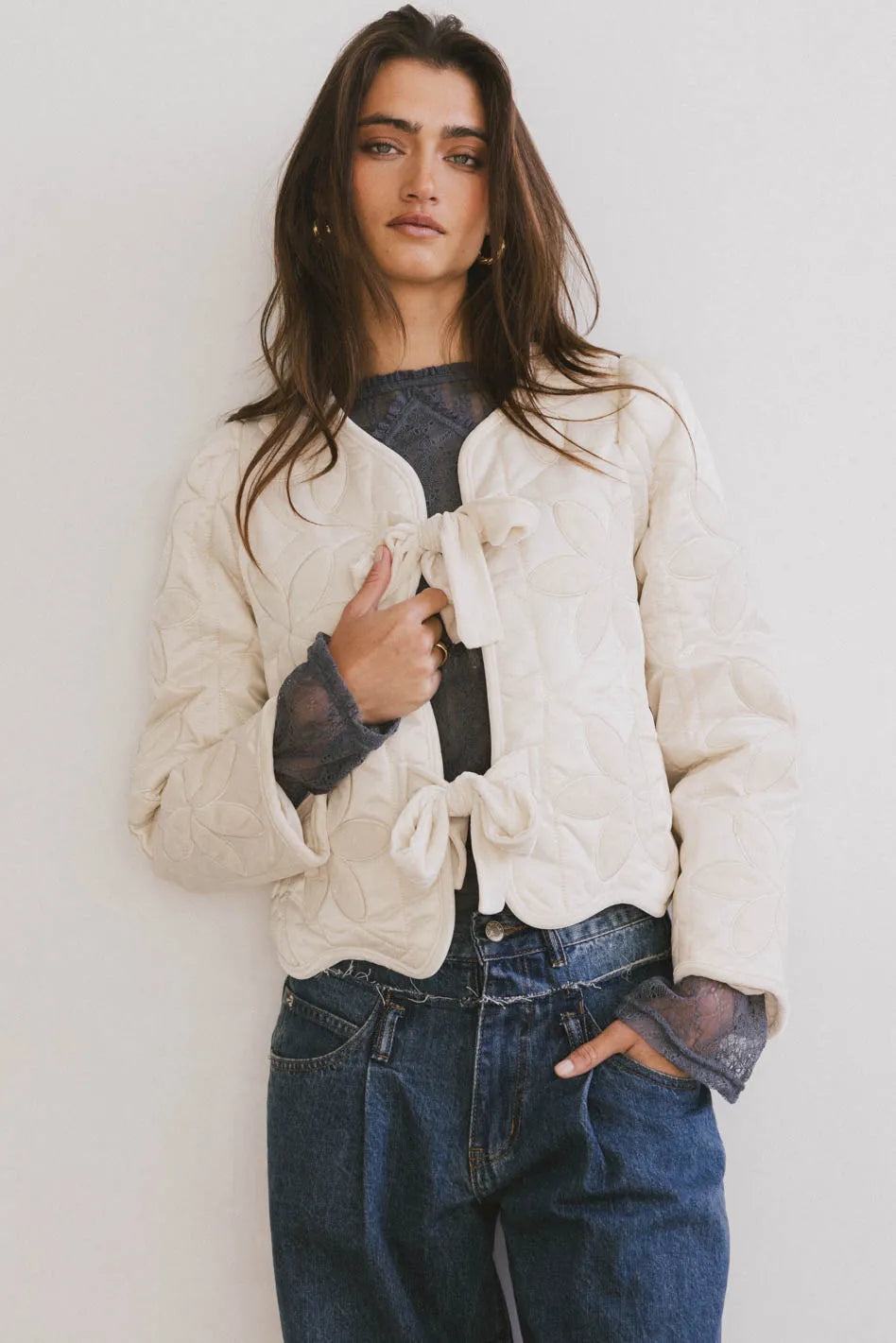 Shelly Quilted Jacket in Cream FINAL SALE