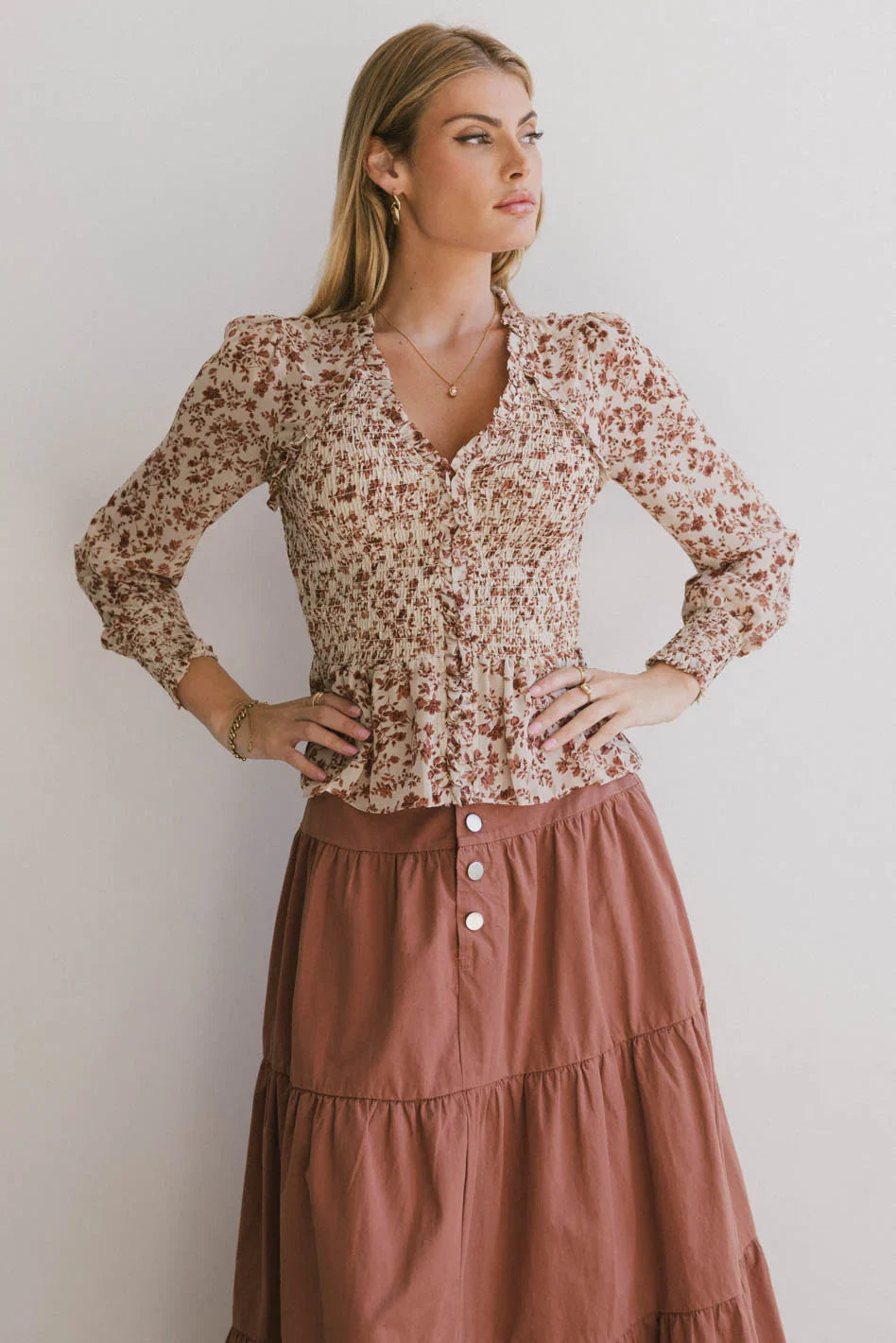 Vera Smocked Floral Blouse FINAL SALE