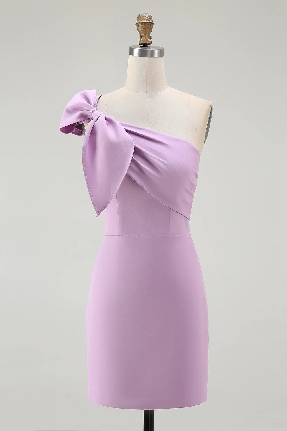 White One Shoulder Bodycon Graduation Dress with Bow