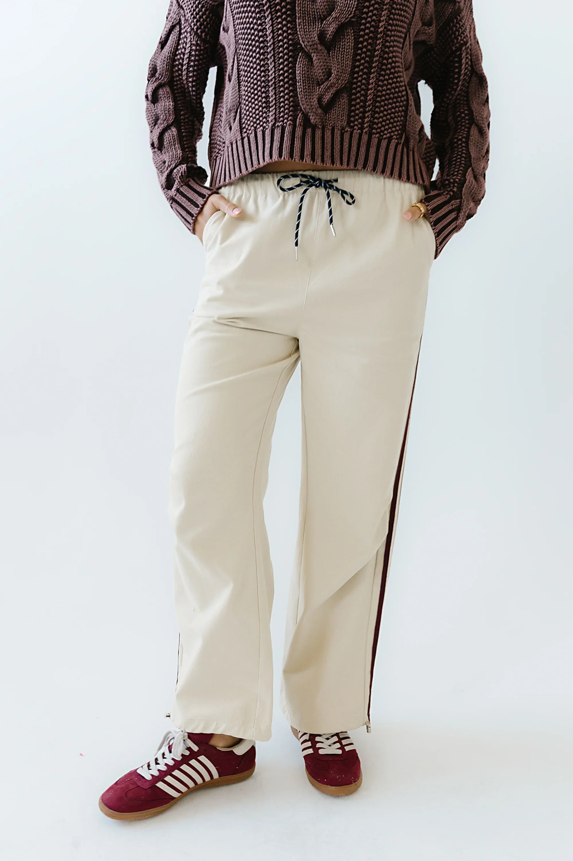 Franklin Striped Joggers in Cream