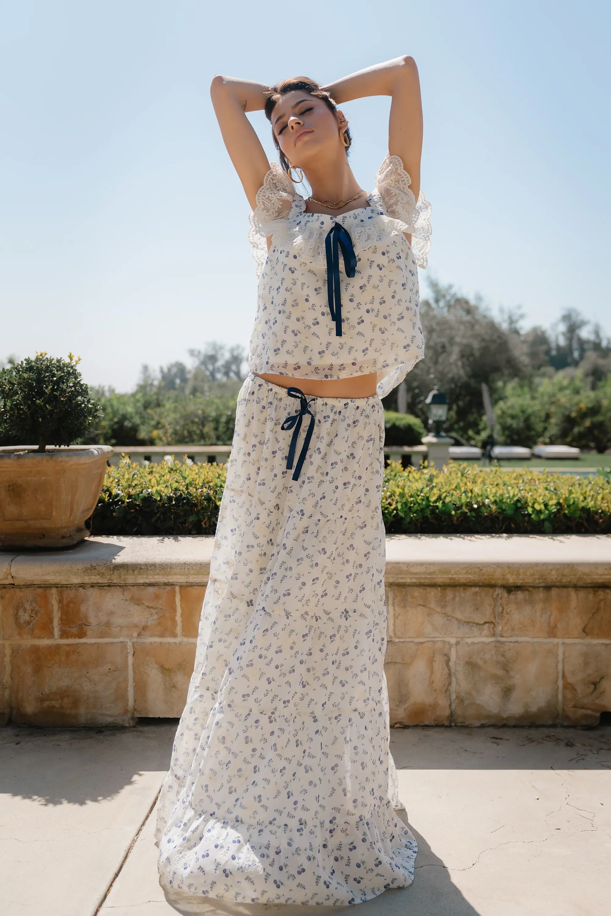 Simon Embroidered Top in Blue