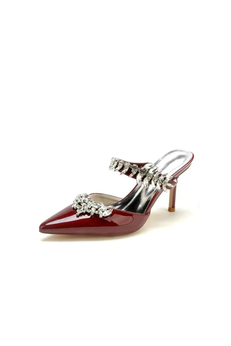 Champagne Pointed Toe Wedding Shoes with Rhinestone