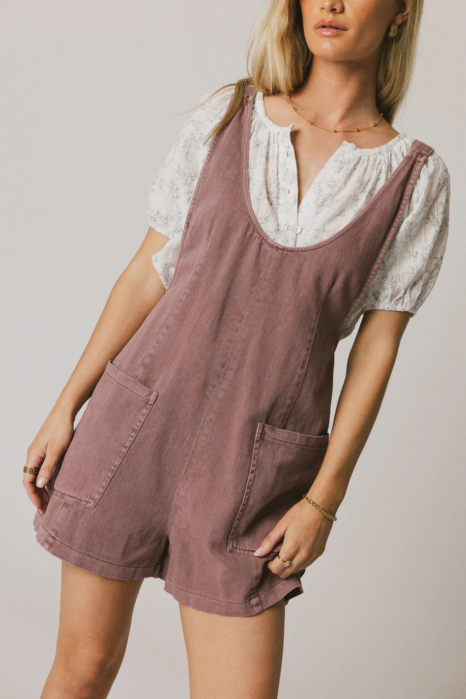 Scottie Denim Overalls in Mauve FINAL SALE