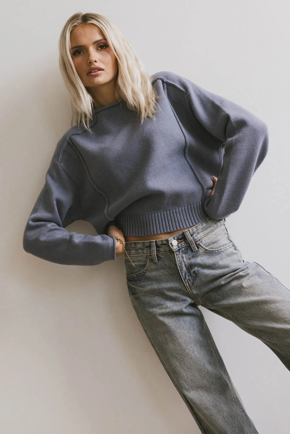 Leander Knit Sweater in Dark Blue FINAL SALE