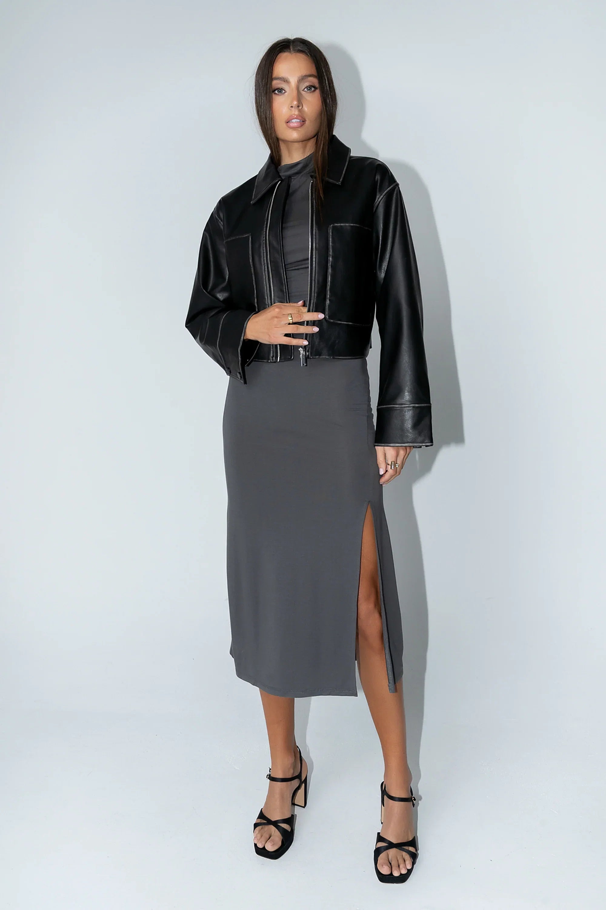 Jaymie Vegan Leather Jacket in Black FINAL SALE