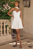 Ella Mini Dress Off White A line Strapless Chiffon Dress With Scarf