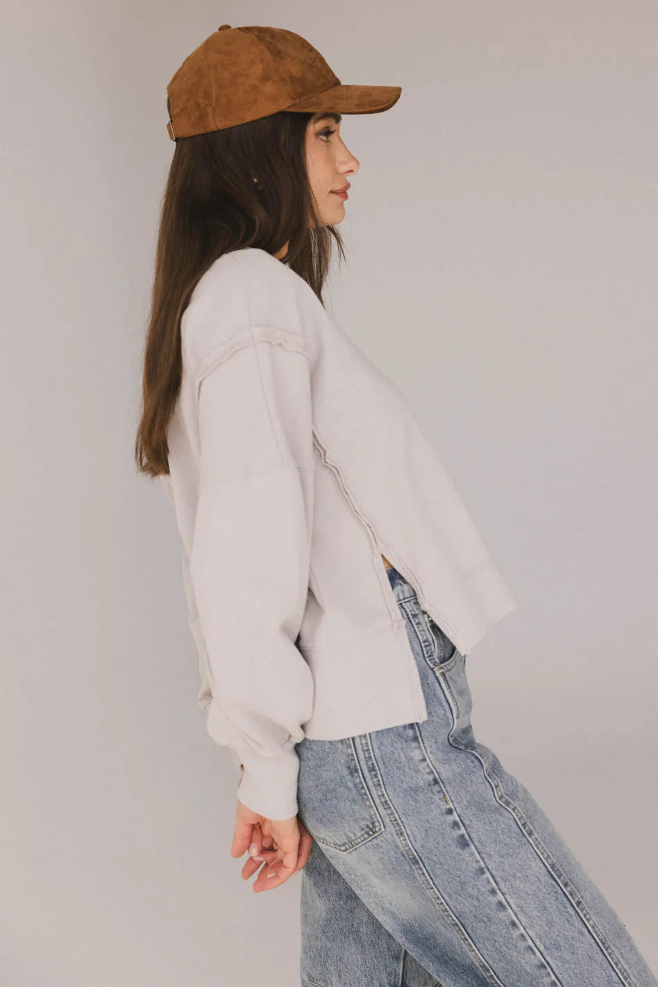 Costello Reverse Seam Crewneck in Grey FINAL SALE