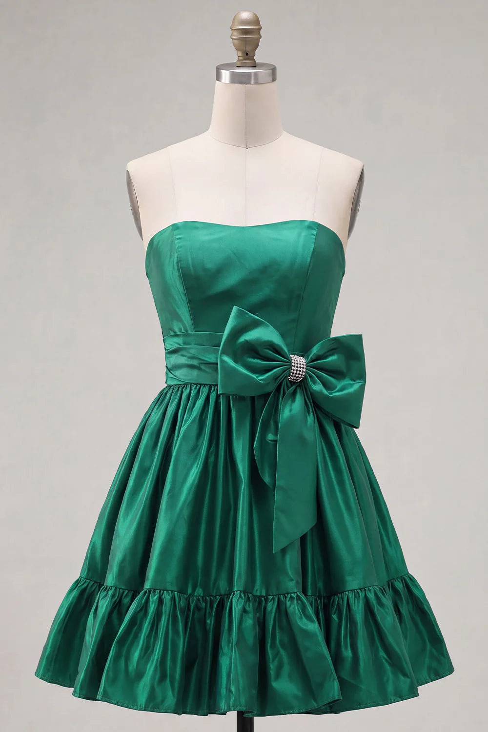 Strapless Blue A Line Short Homecoming Dress with Bow