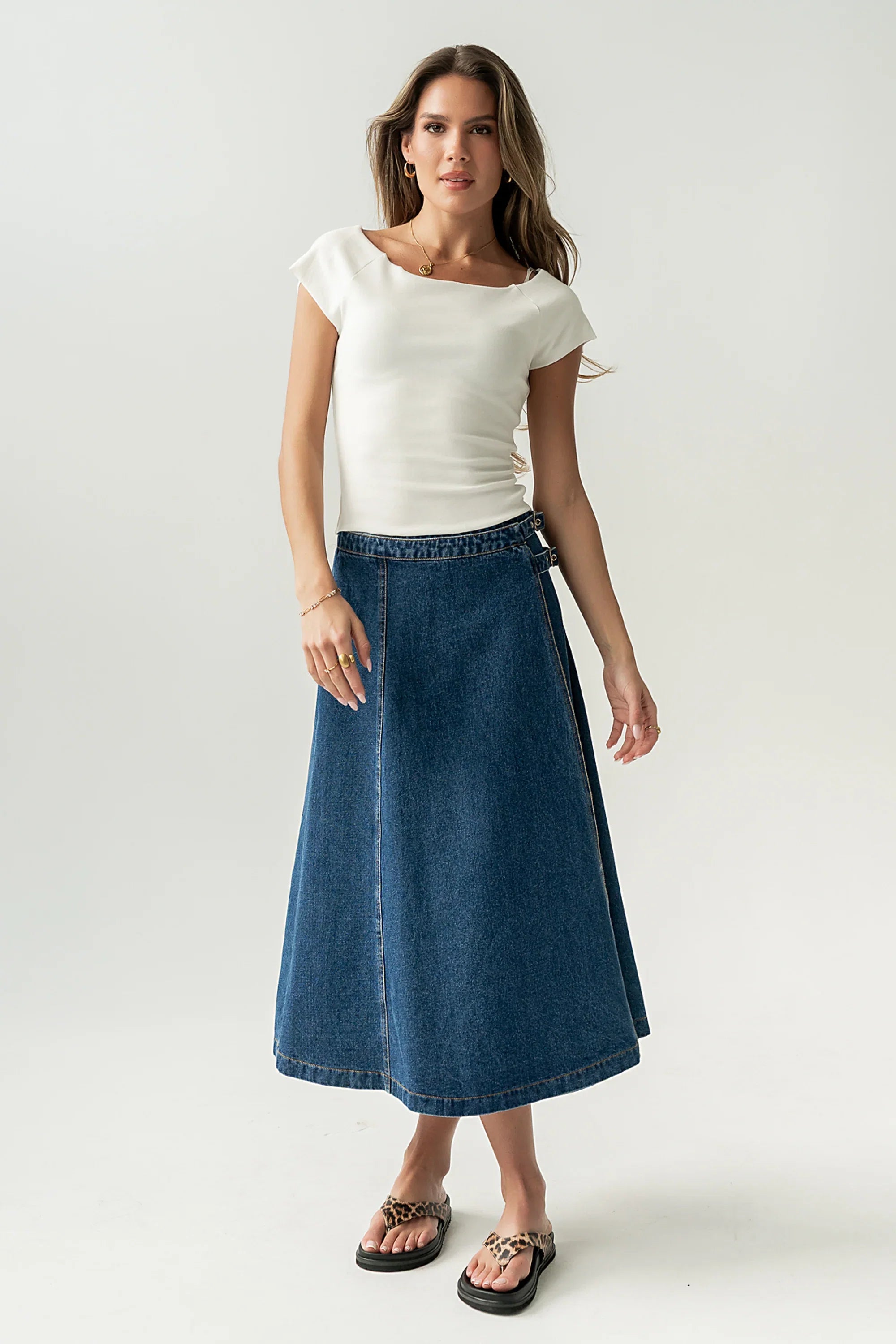 Carson Denim Midi Skirt