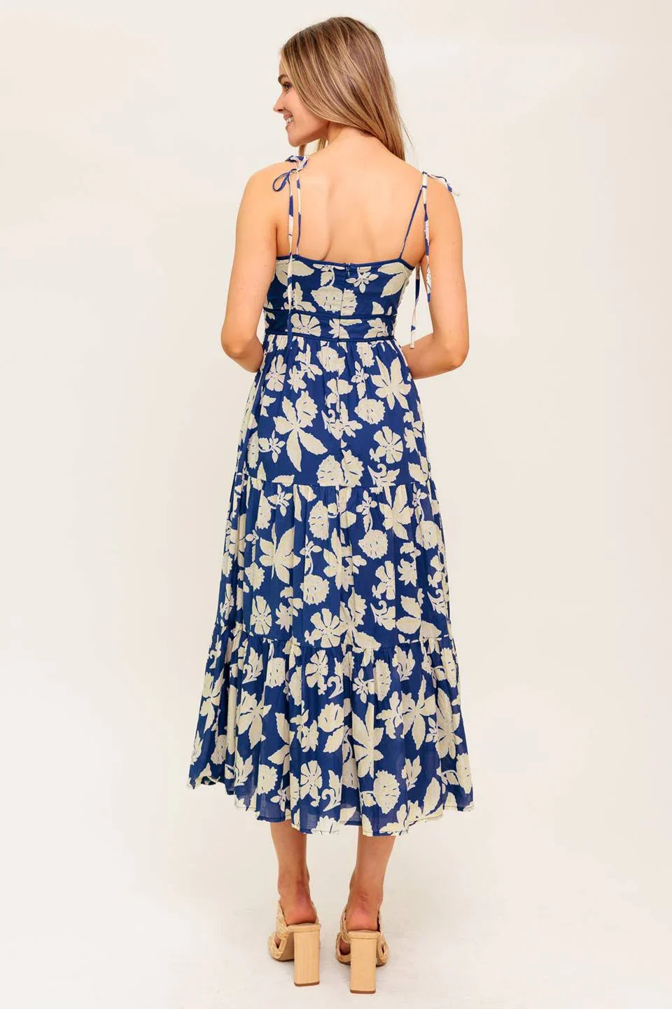 PETALS IN THE WIND MIDI DRESS NAVY FINAL SALE