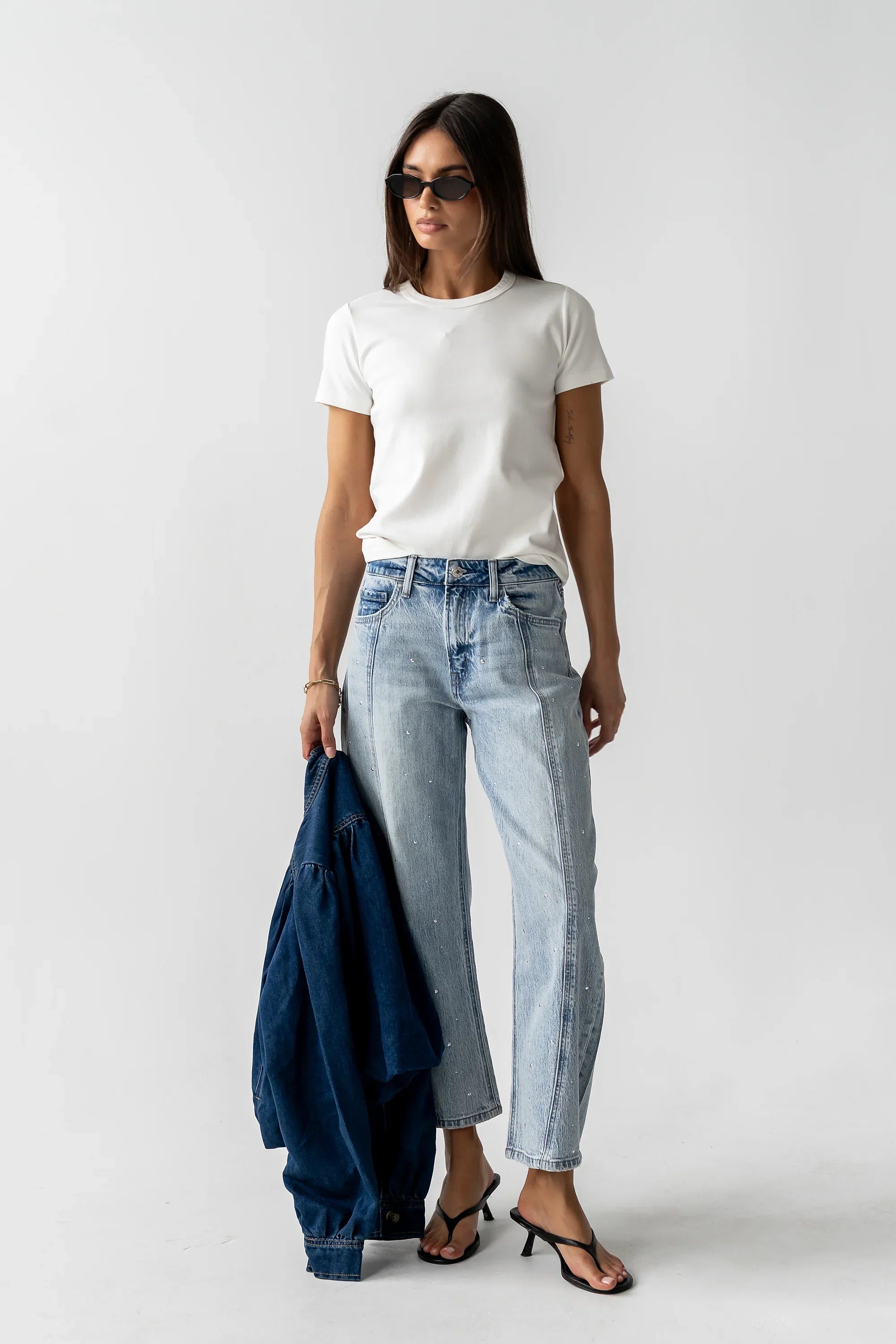 Kessie Rhinestone Barrel Jeans