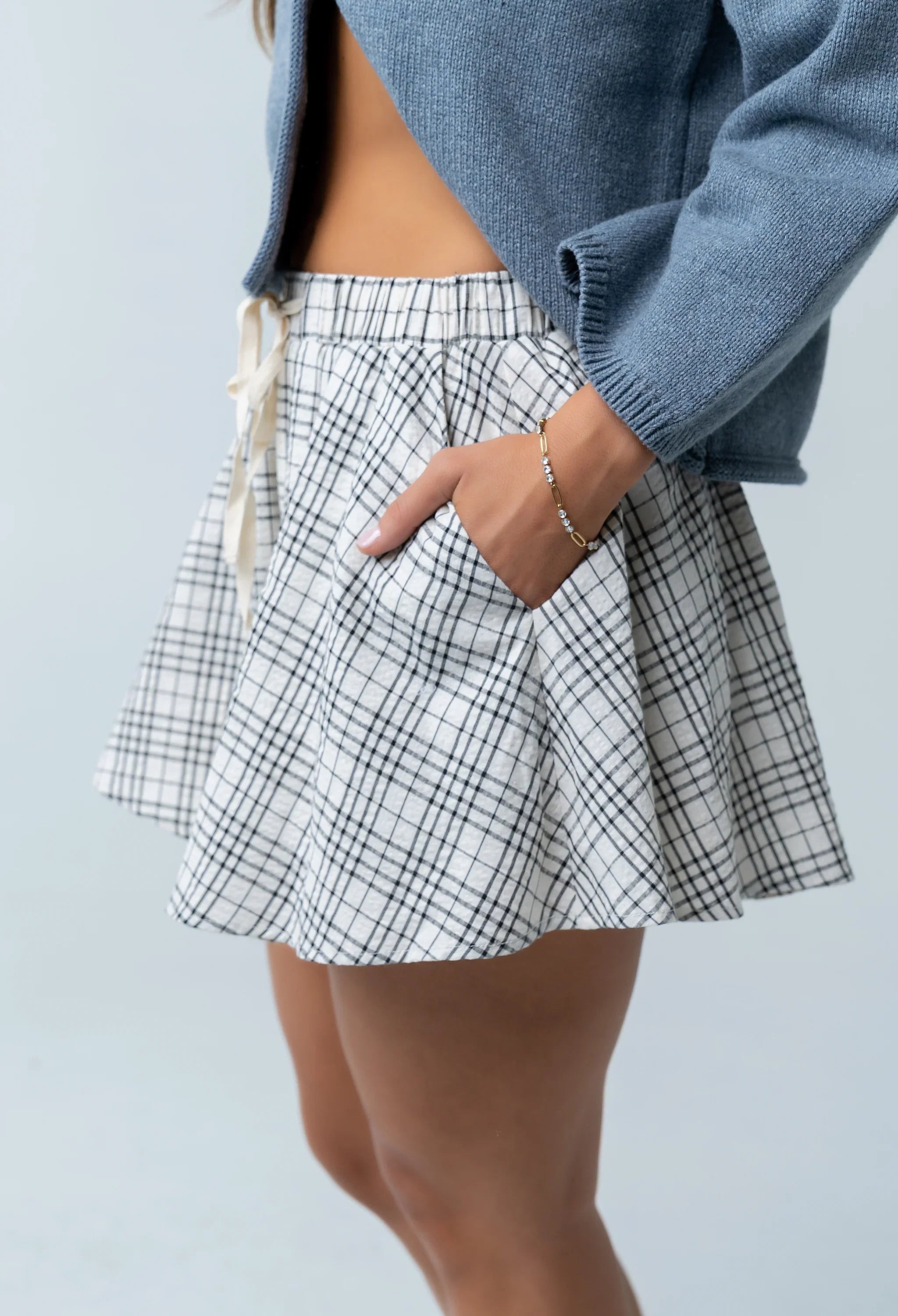 Katherine Plaid Shorts in Black
