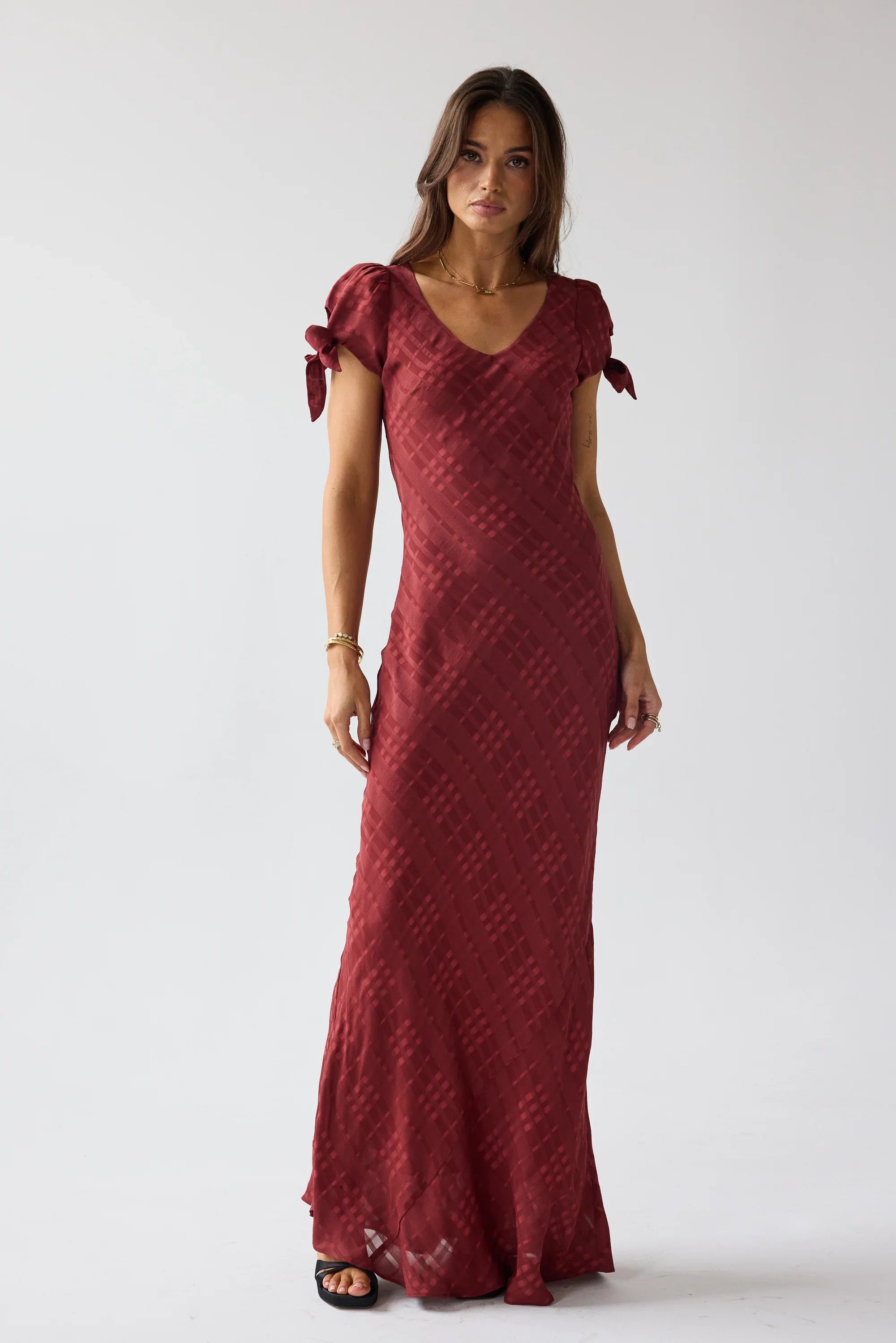 Kimmie Maxi Dress in Red Brown