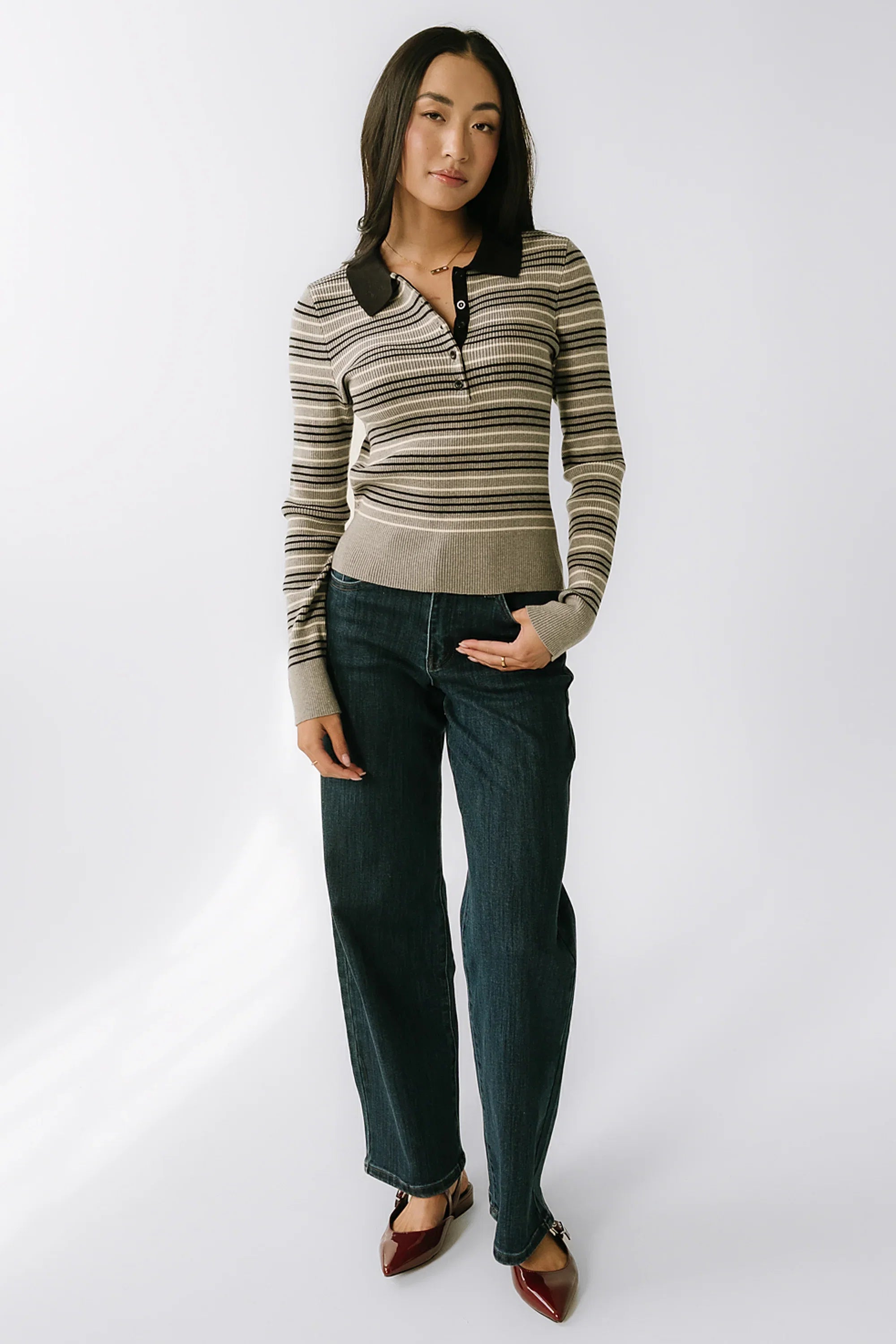 Romero Striped Sweater in Grey