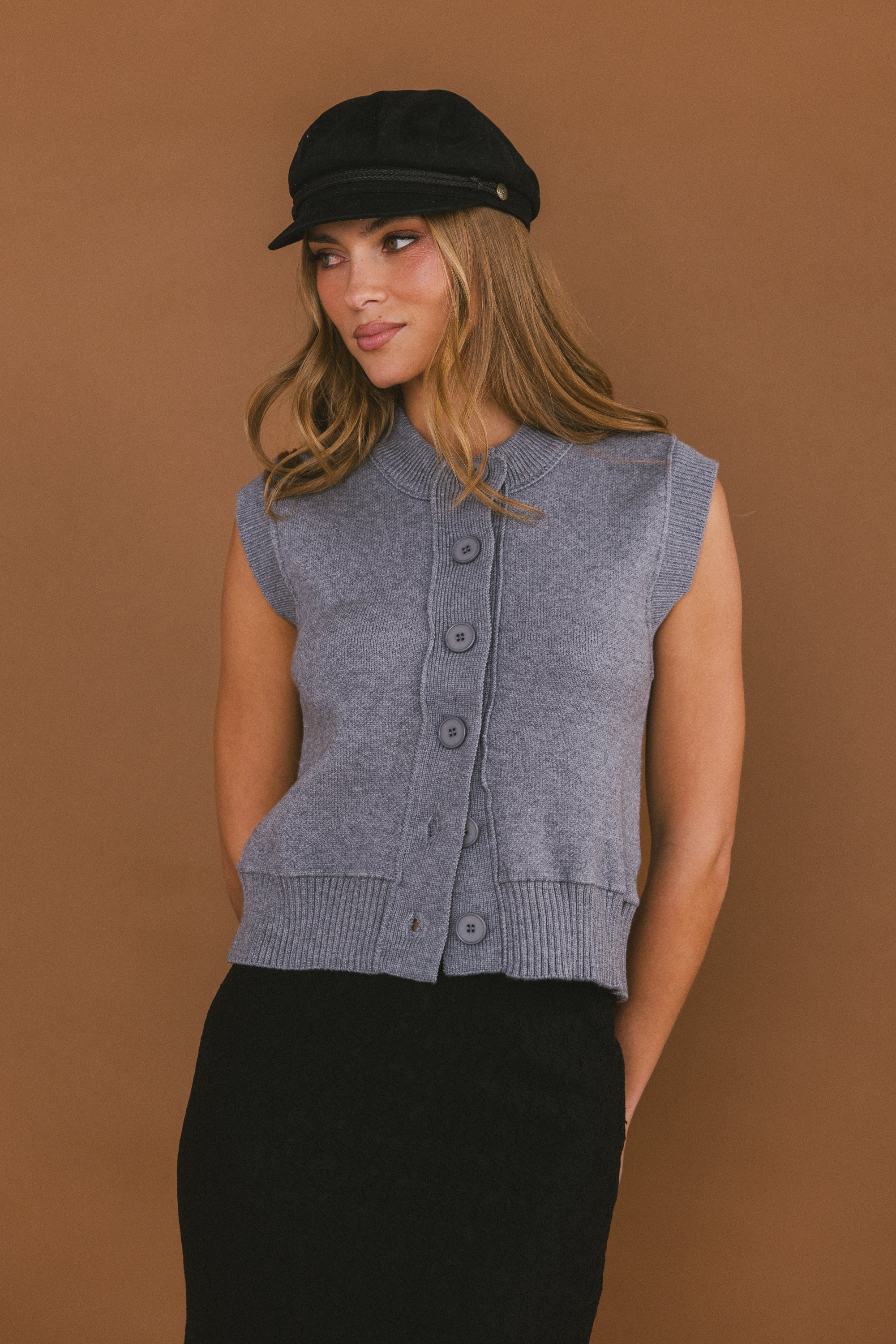 Tori Sweater Vest in Grey FINAL SALE