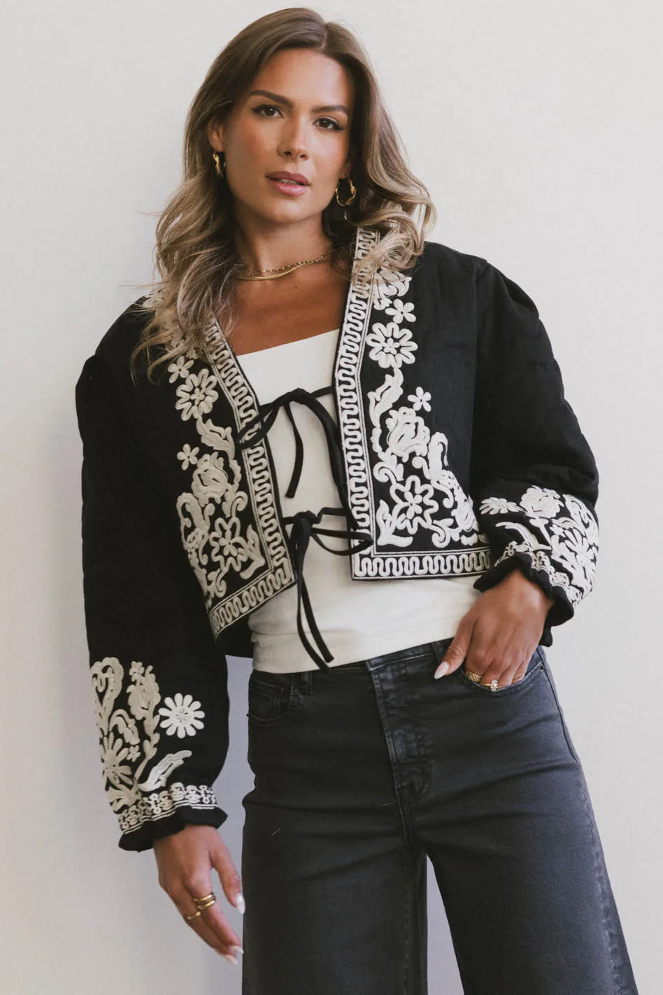 Benja Embroidered Jacket in Black FINAL SALE