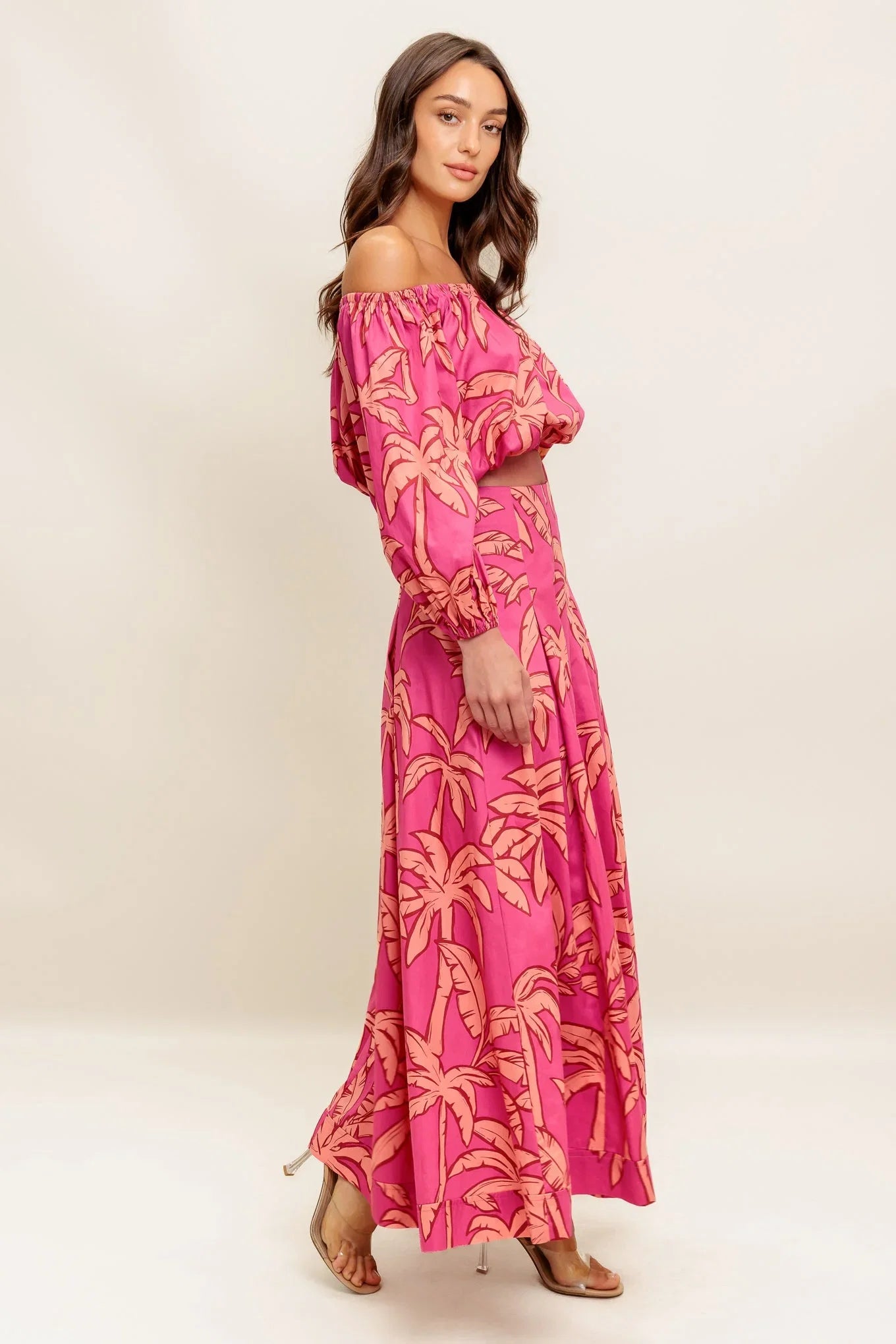 Staci Off Shoulder Top Circle Midi Skirt Set