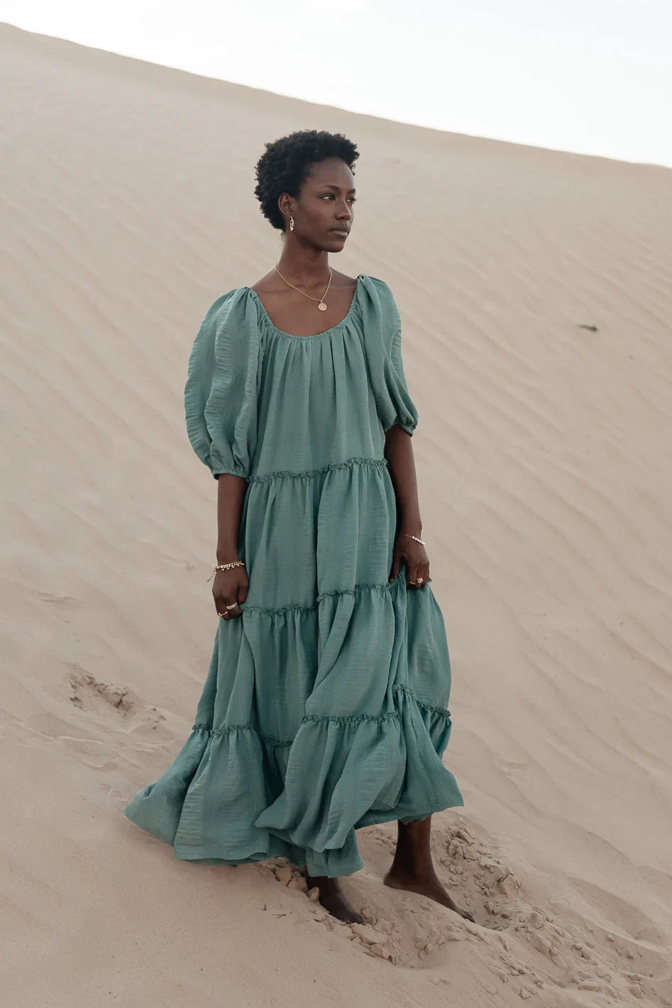 Corinne Tiered Maxi Dress in Blue FINAL SALE