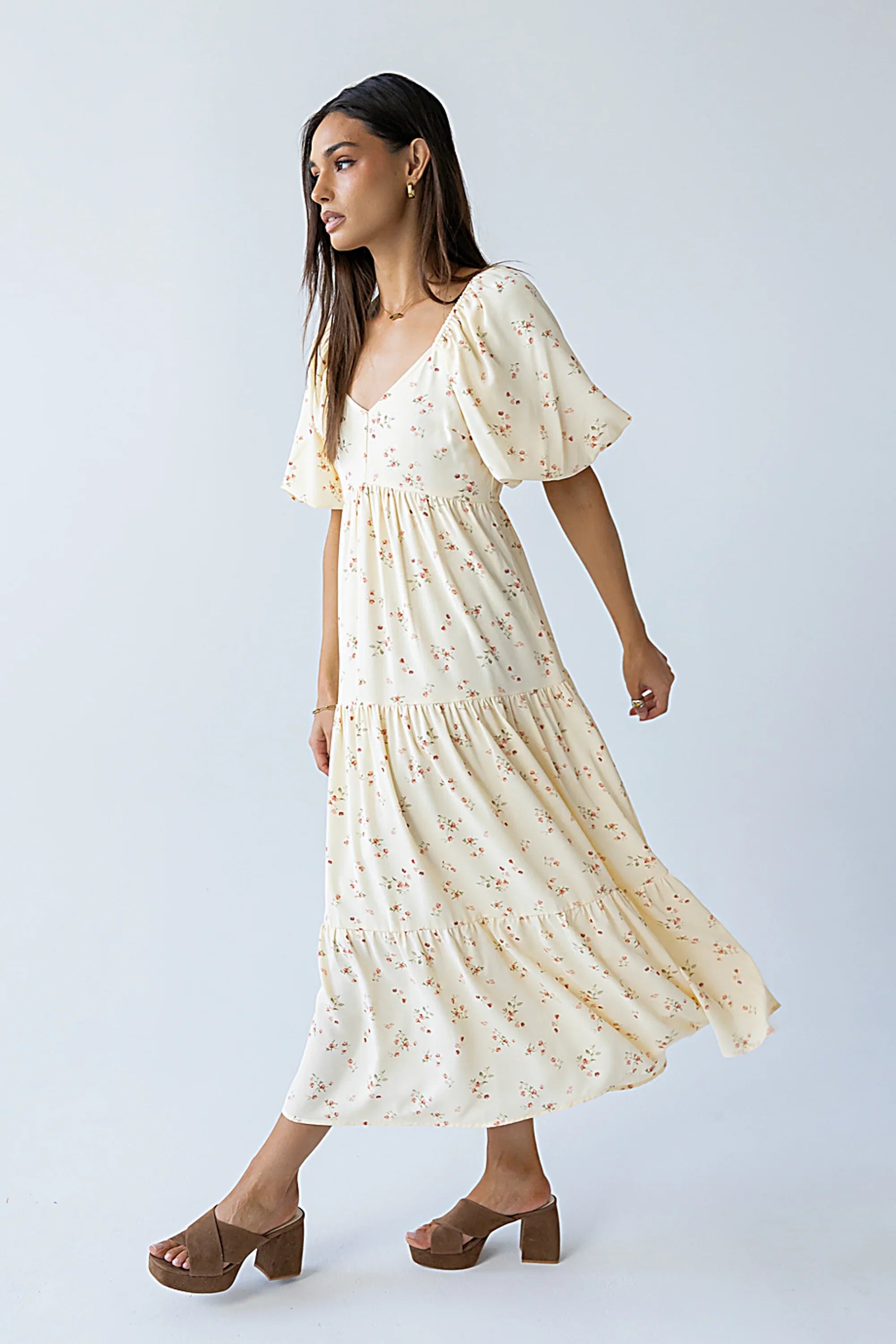 Amy Floral Maxi Dress in Yellow