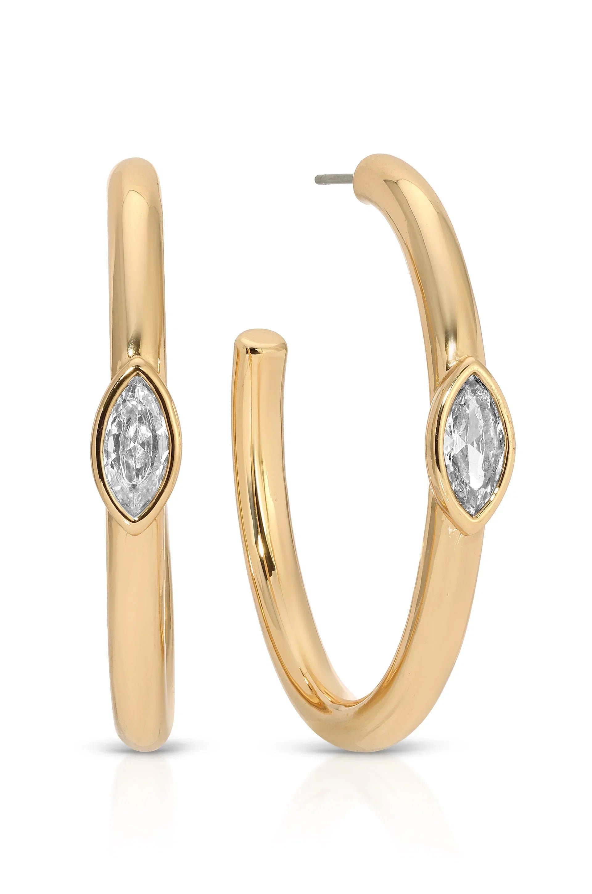 Large Marquise Crystal Hoops